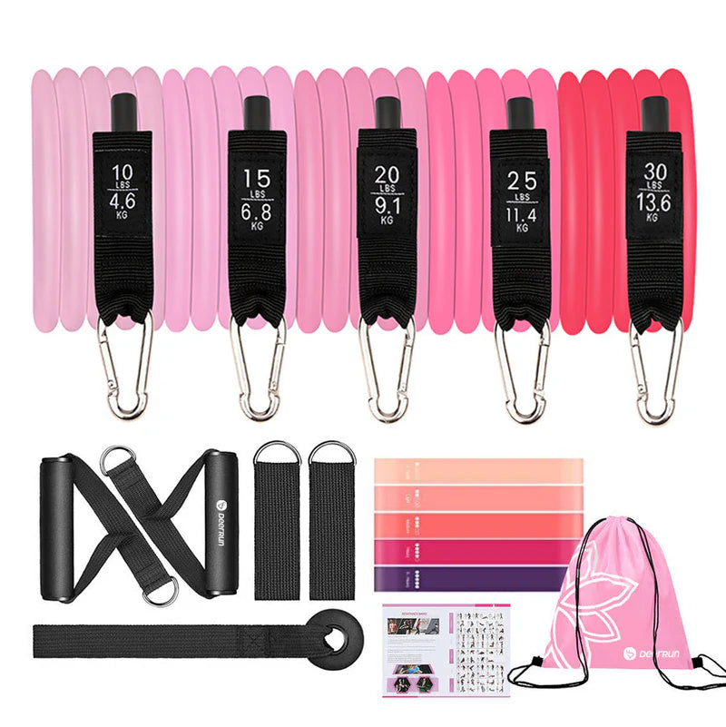 DeerRun Resistance Bands with Handles for Women, 5 Level Exercise Bands Workout Bands