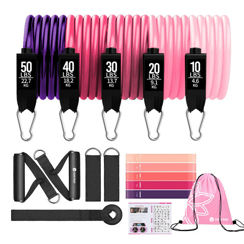 DeerRun Resistance Bands with Handles for Women, 5 Level Exercise Bands Workout Bands