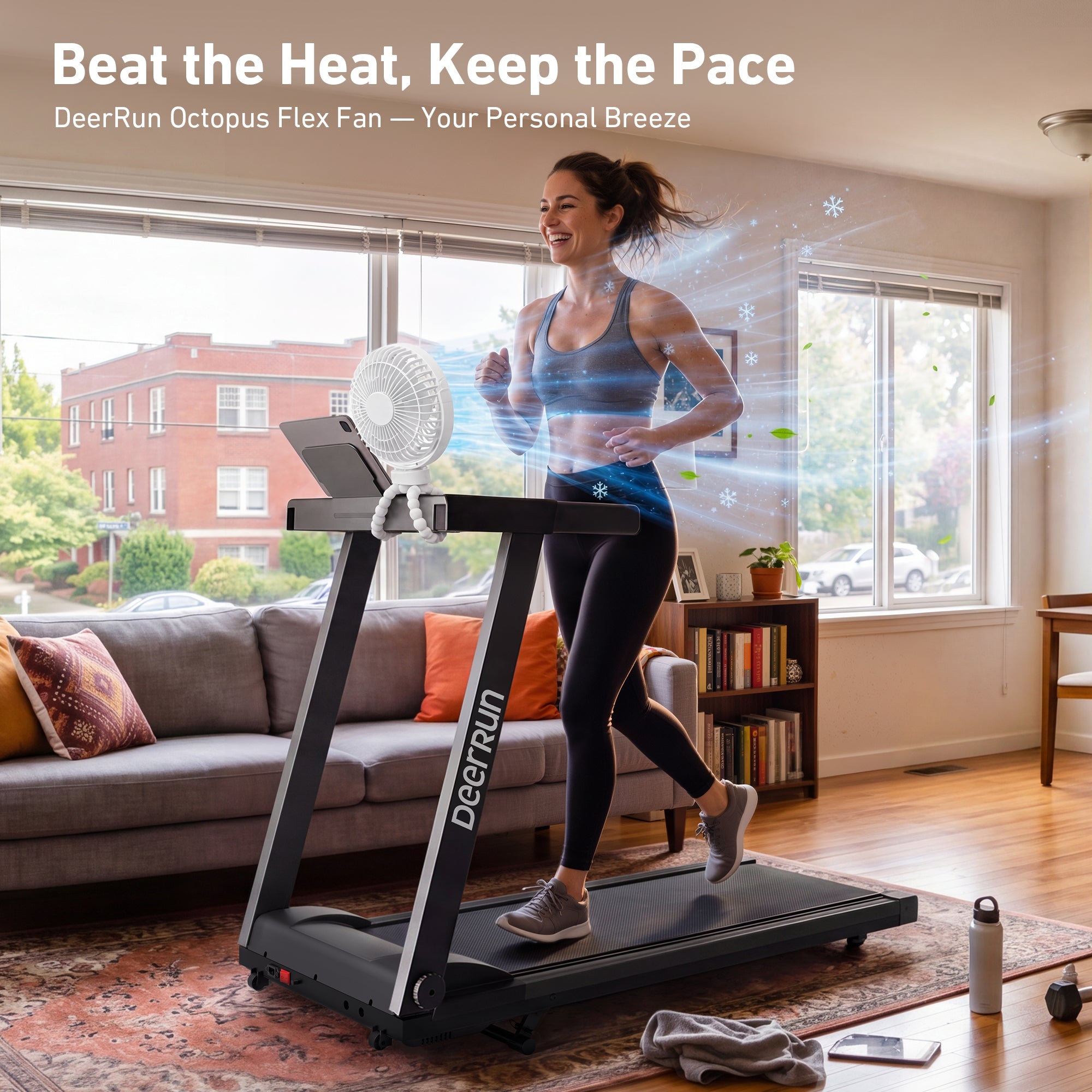 DeerRun A1 Pro Move+ Foldable Treadmill with 6% Incline | 3.5 HP, 16 KPH, 158KG Capacity, Compact Home Running Machine with NFC