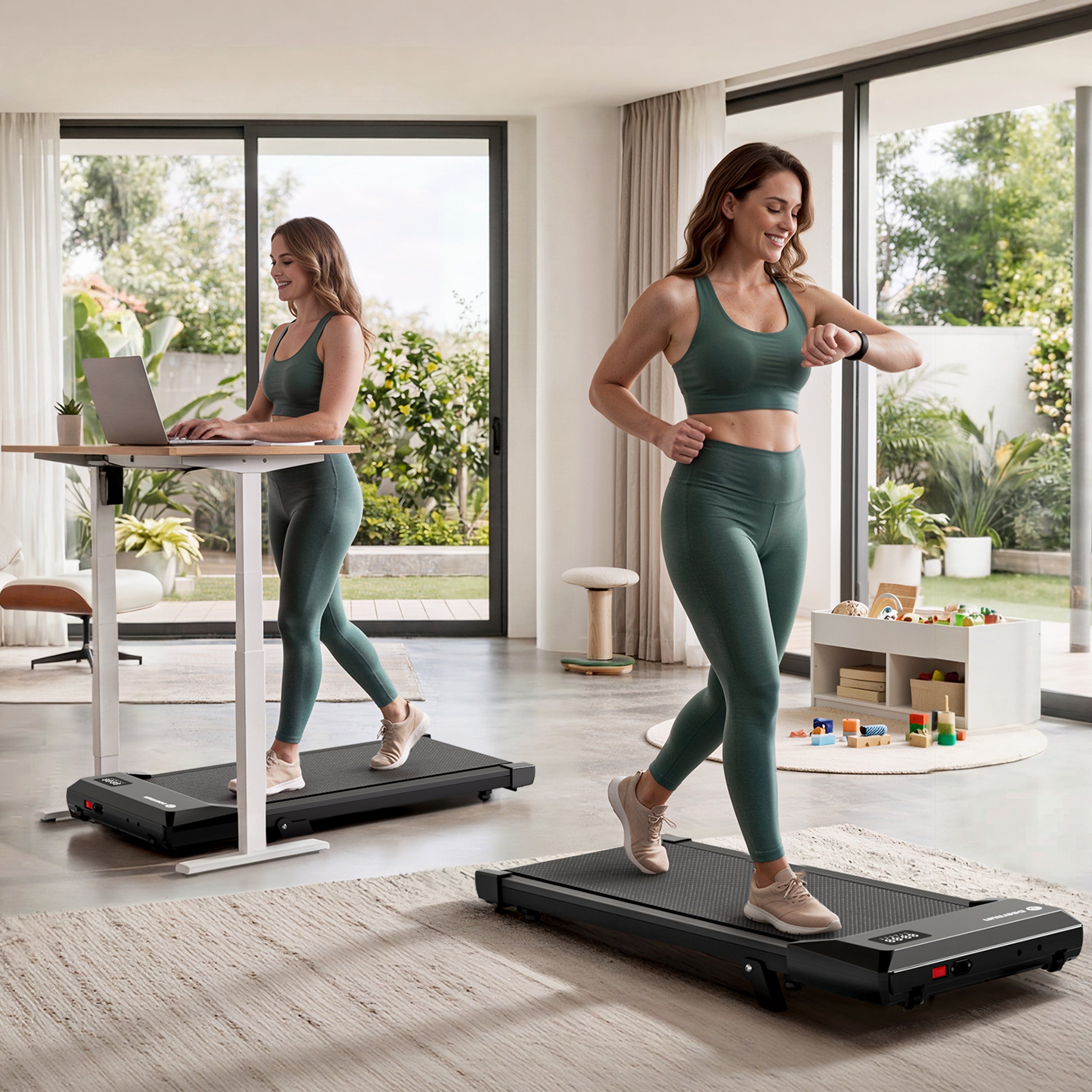 DeerRun Q2 Urban Under Desk Walking Pad with 7% Incline & Remote Control