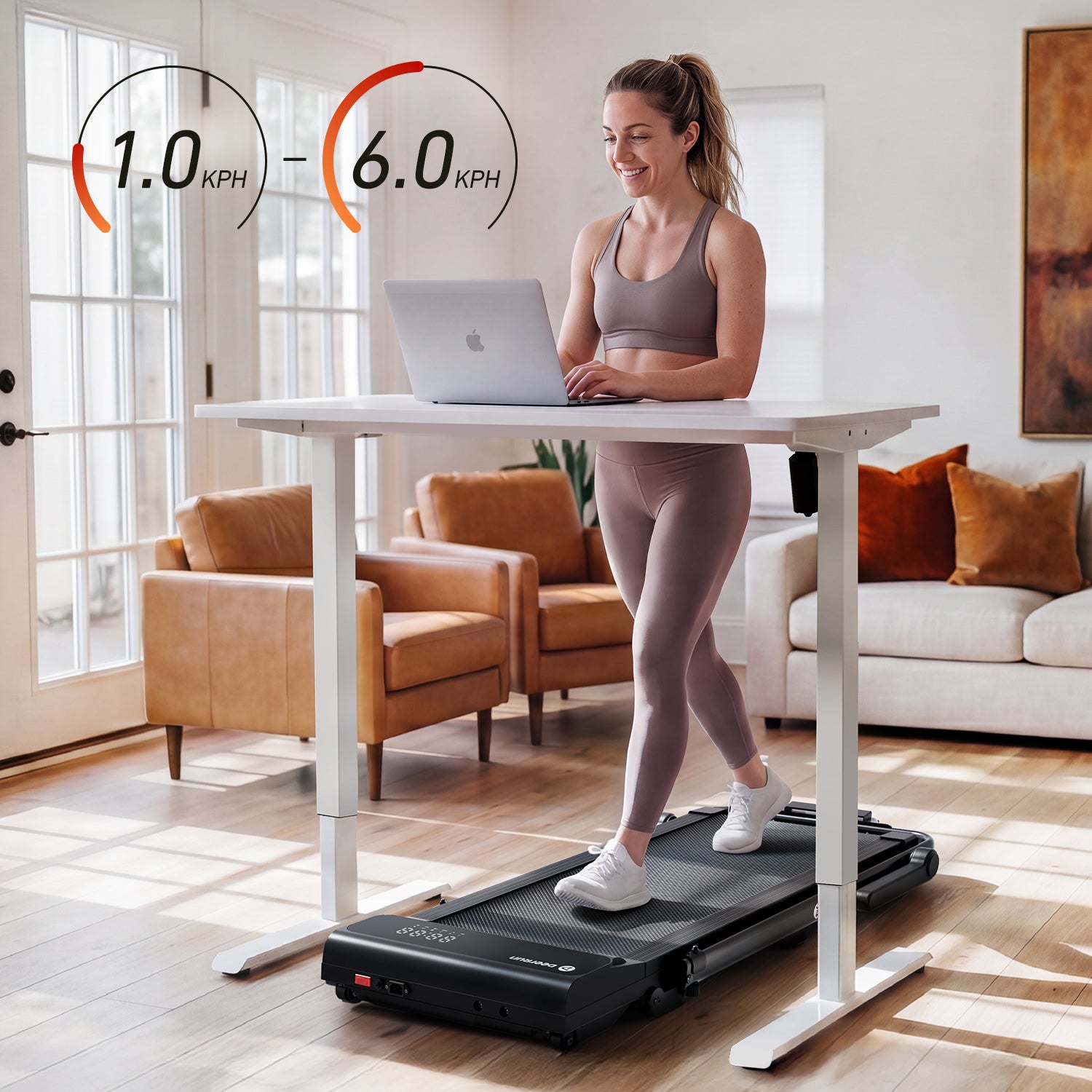 DeerRun A6 Plus 2-in-1 Folding Treadmill with Handlebar, 5% Incline for Home Office (1–12 kph, 136 kg Capacity)