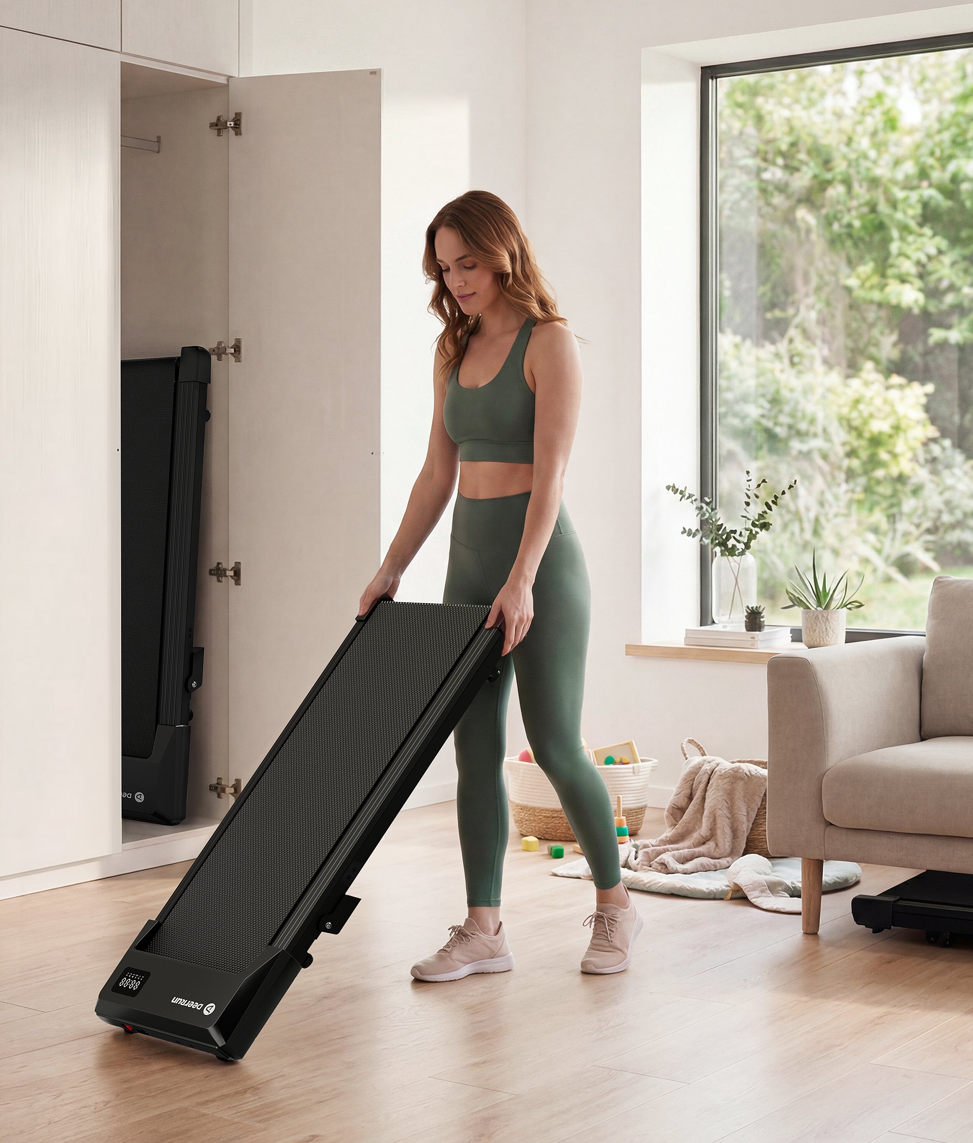 DeerRun Q2 Urban 7% Incline Walking Pad with Handrail