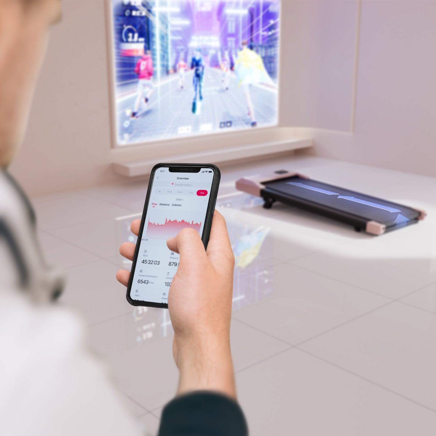 DeerRun Q2 Urban Plus Smart Walking Pad with 7% Incline for Space-Saving Active Walking