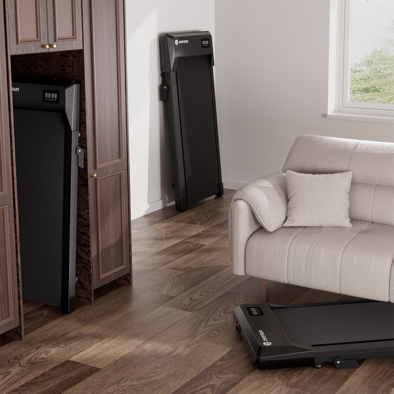 DeerRun Q2 Urban Under Desk Walking Pad with 7% Incline & Remote Control