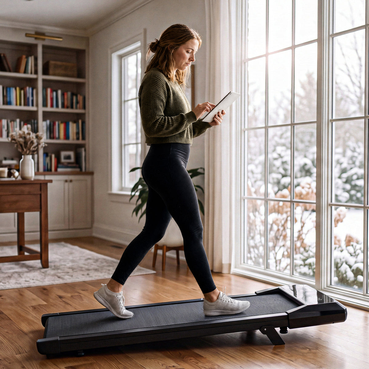 DeerRun Q2 Urban Under Desk Walking Pad with 7% Incline & Remote Control