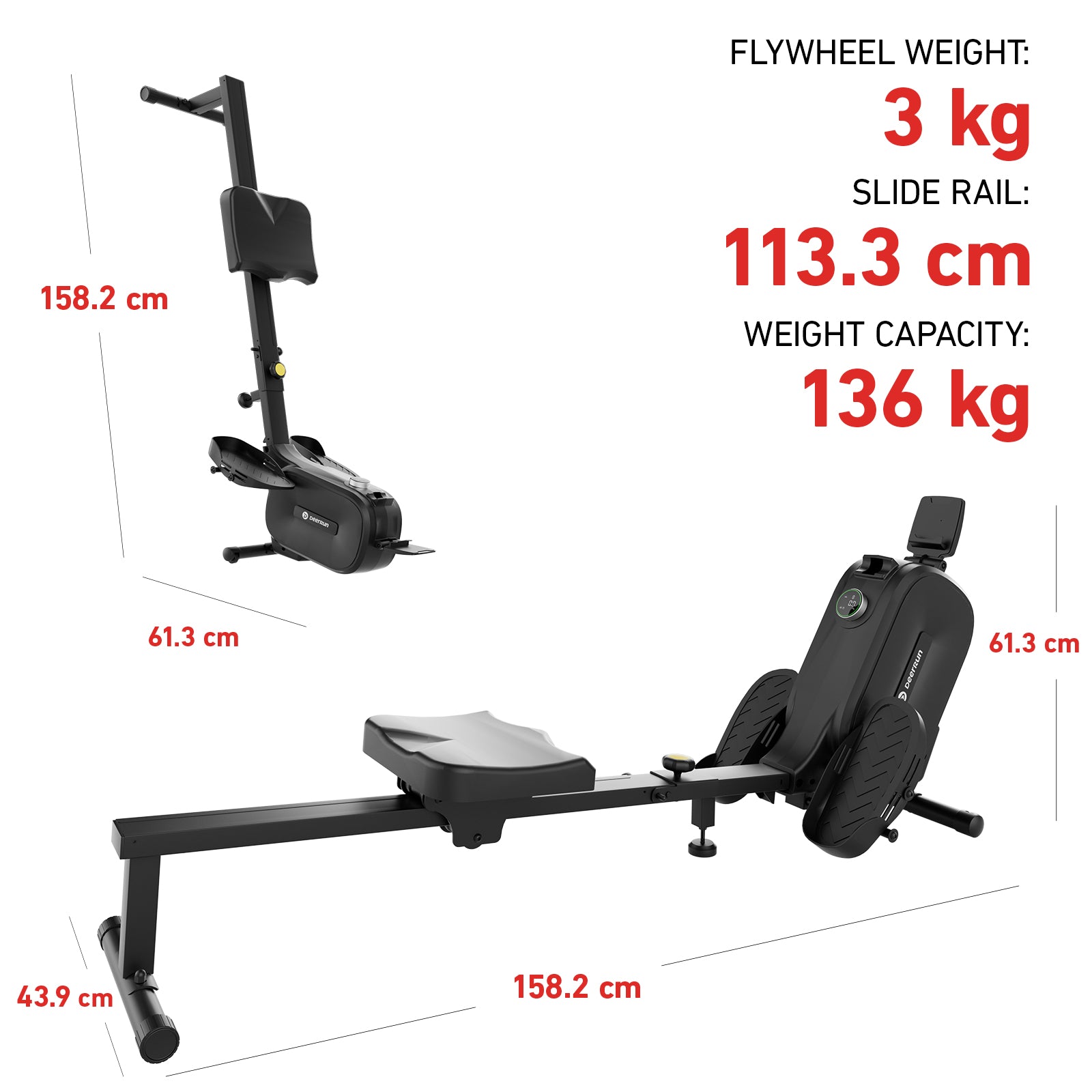 DeerRun RW700 Smart Rowing Machine with 32-Level Magnetic Resistance