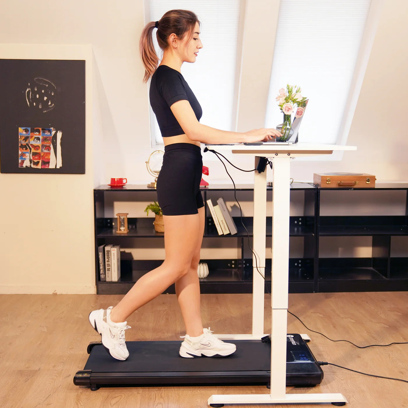 DeerRun® Q1 Mini Smart Under-Desk Treadmill with Training Courses, Ideal for Home Office Walking