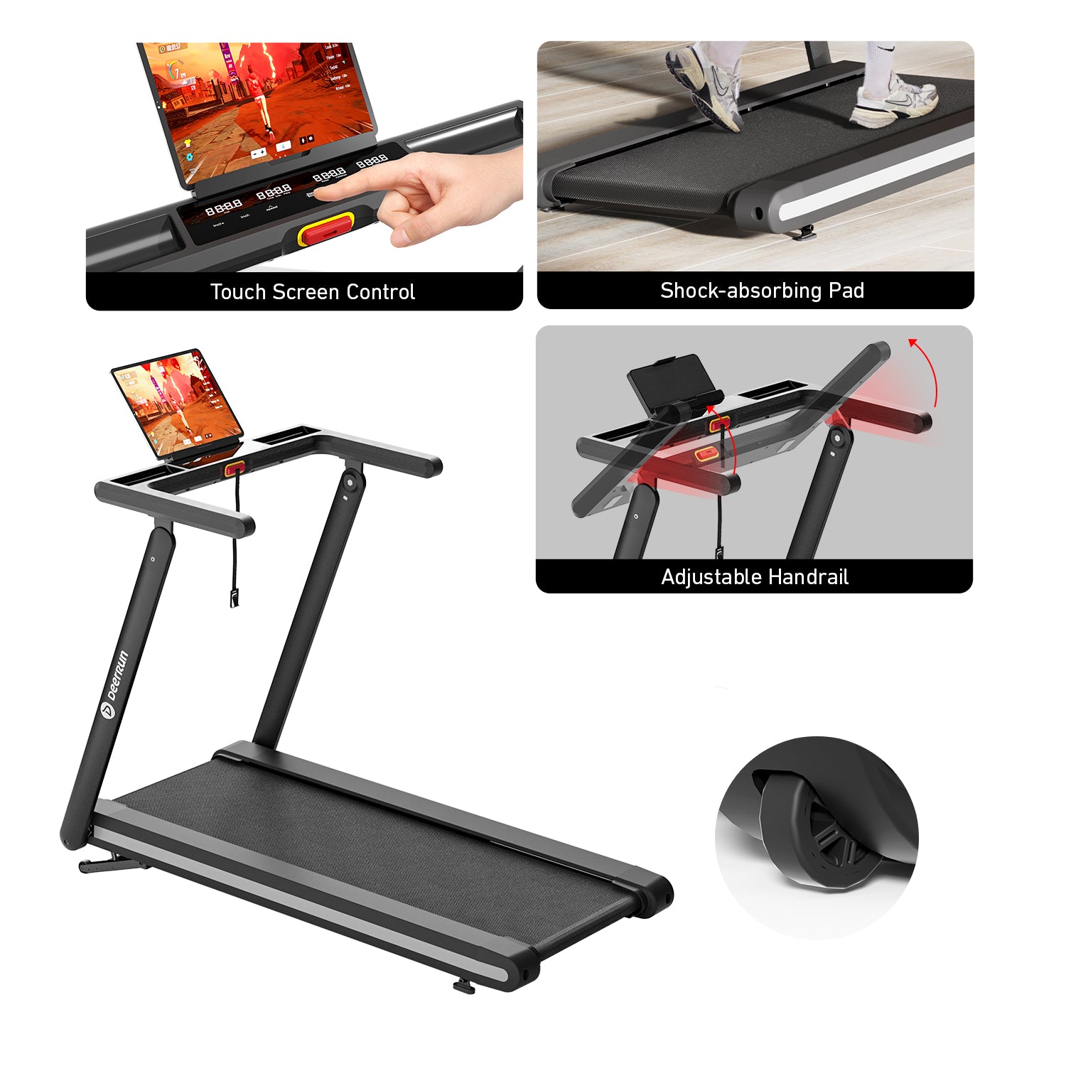 DeerRun X20 Foldable Treadmill with 15% Auto Incline Full Running Deck Treadmill | 181kg, 1 - 18 kph