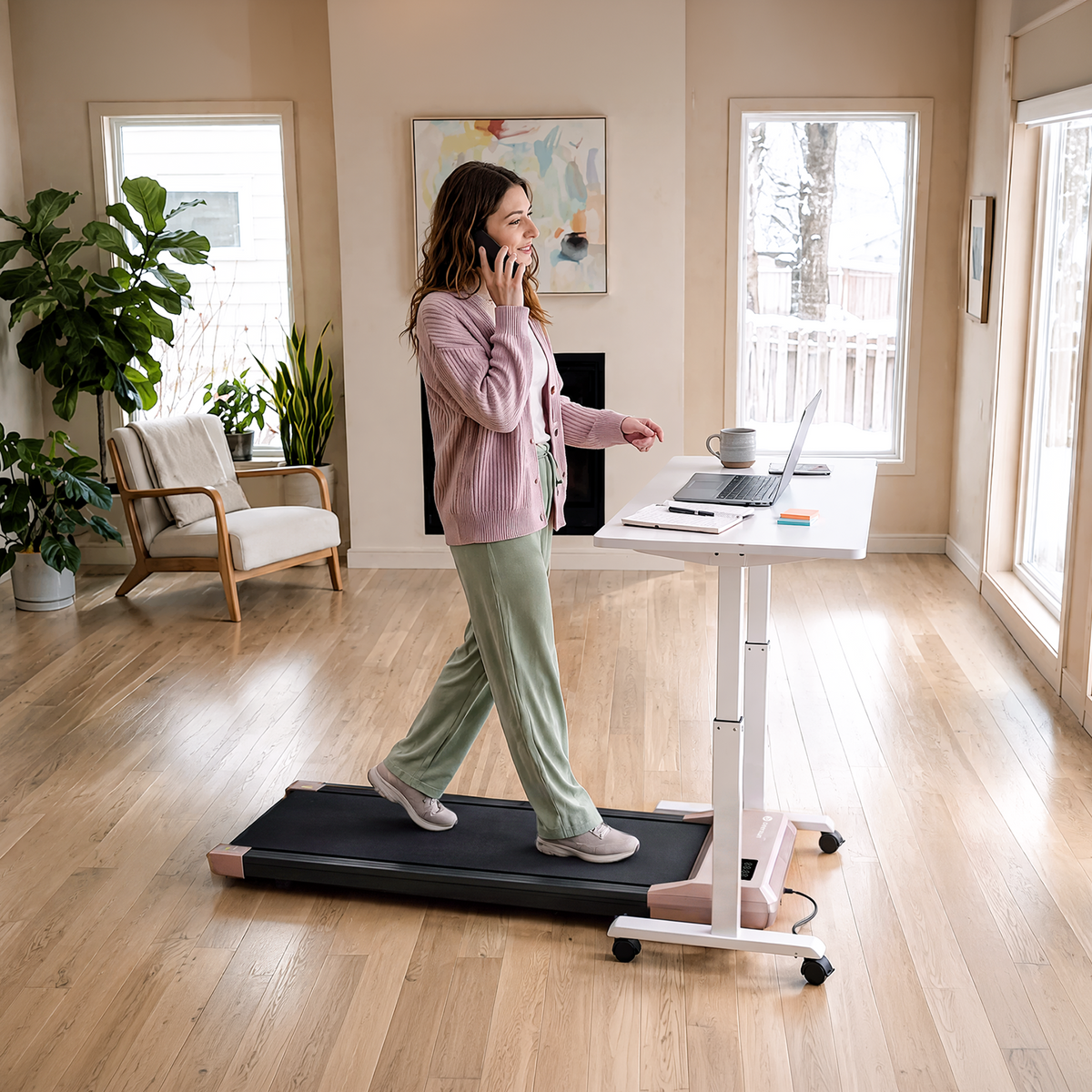 DeerRun Q2 Urban Under Desk Walking Pad with 7% Incline & Remote Control