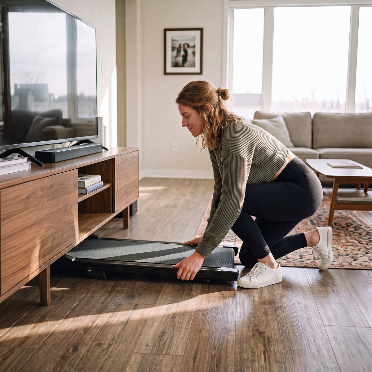 DeerRun Q2 Urban Under Desk Walking Pad with 7% Incline & Remote Control