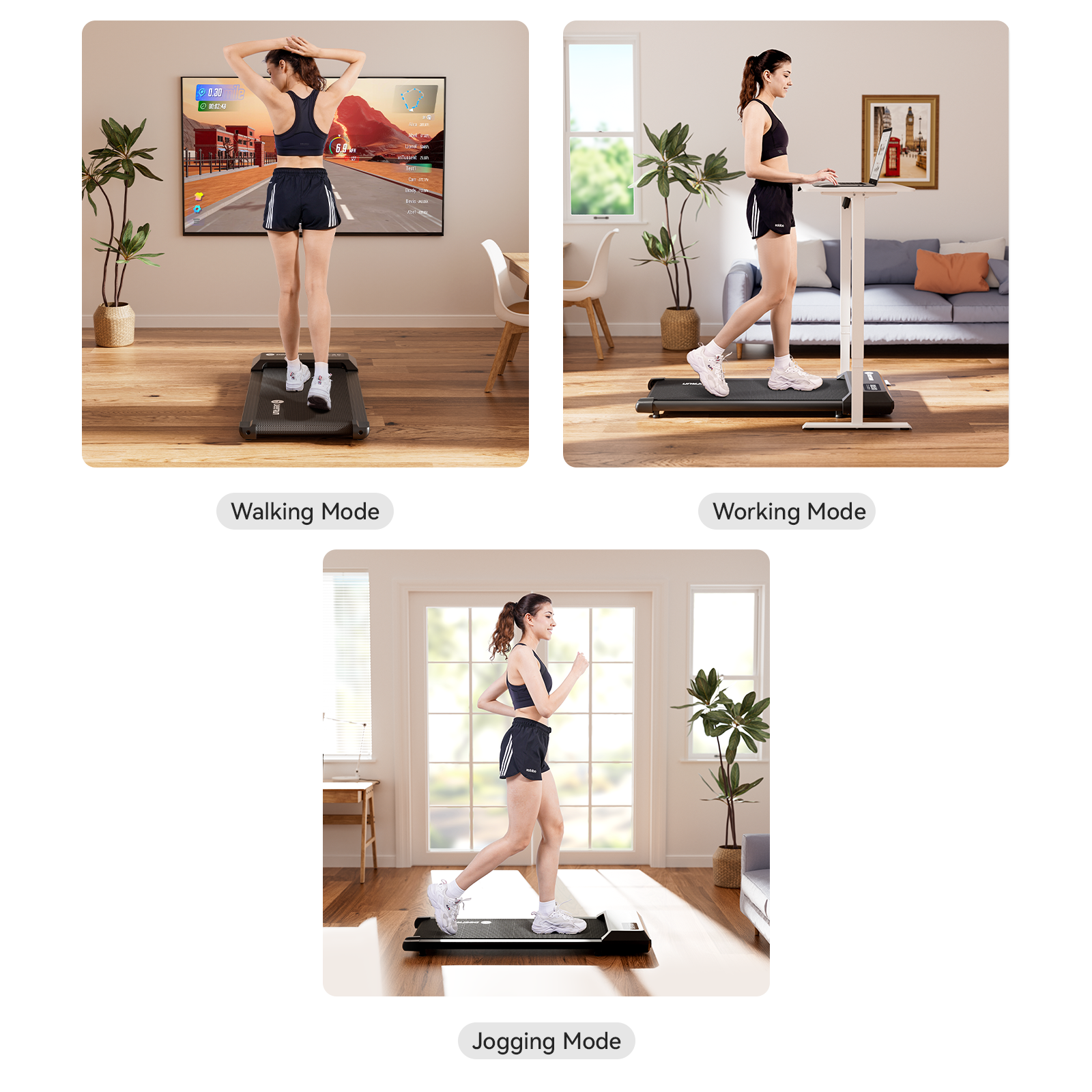 DeerRun® Q1 Mini Smart Under-Desk Treadmill with Training Courses, Ideal for Home Office Walking