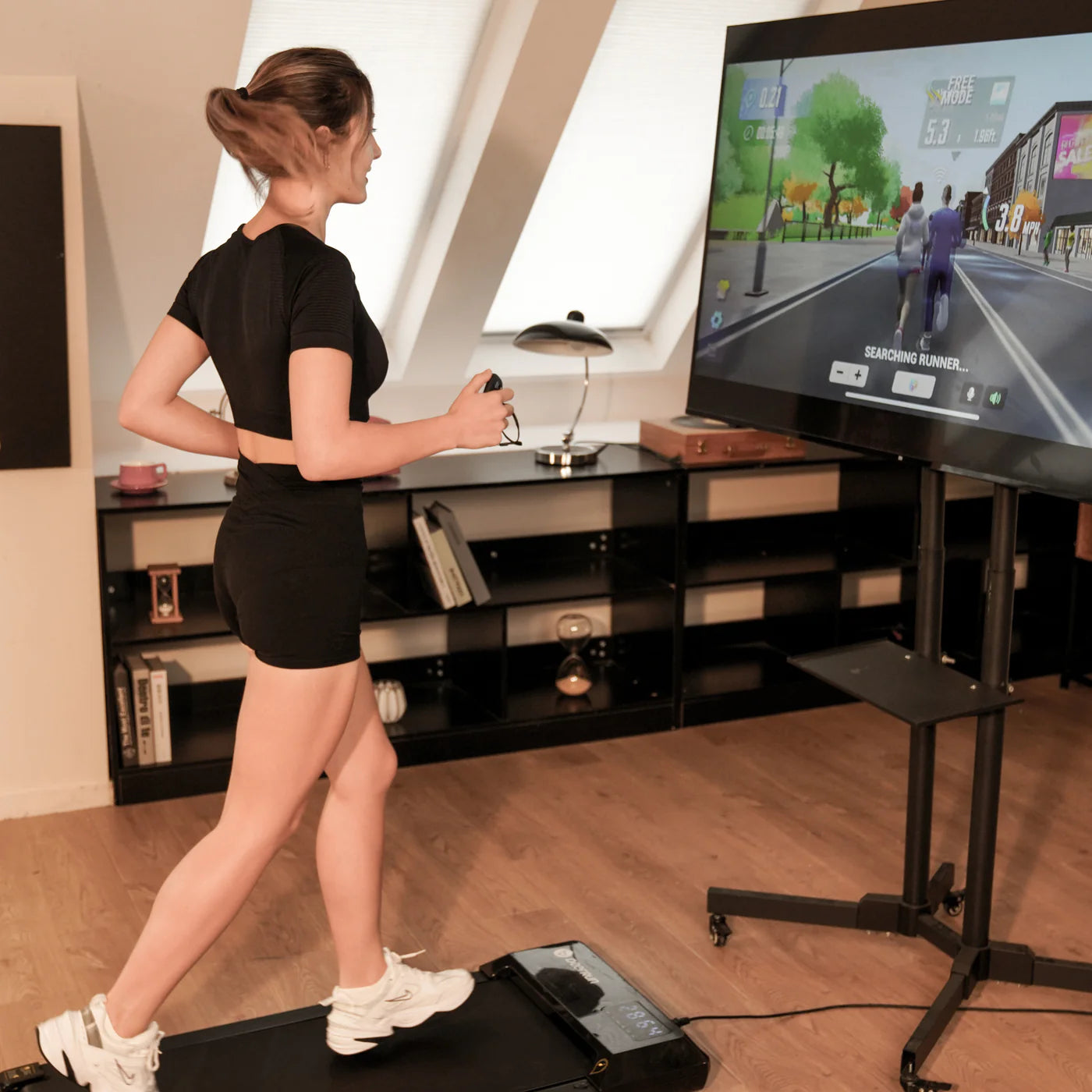 DeerRun® Q1 Mini Smart Under-Desk Treadmill with Training Courses, Ideal for Home Office Walking