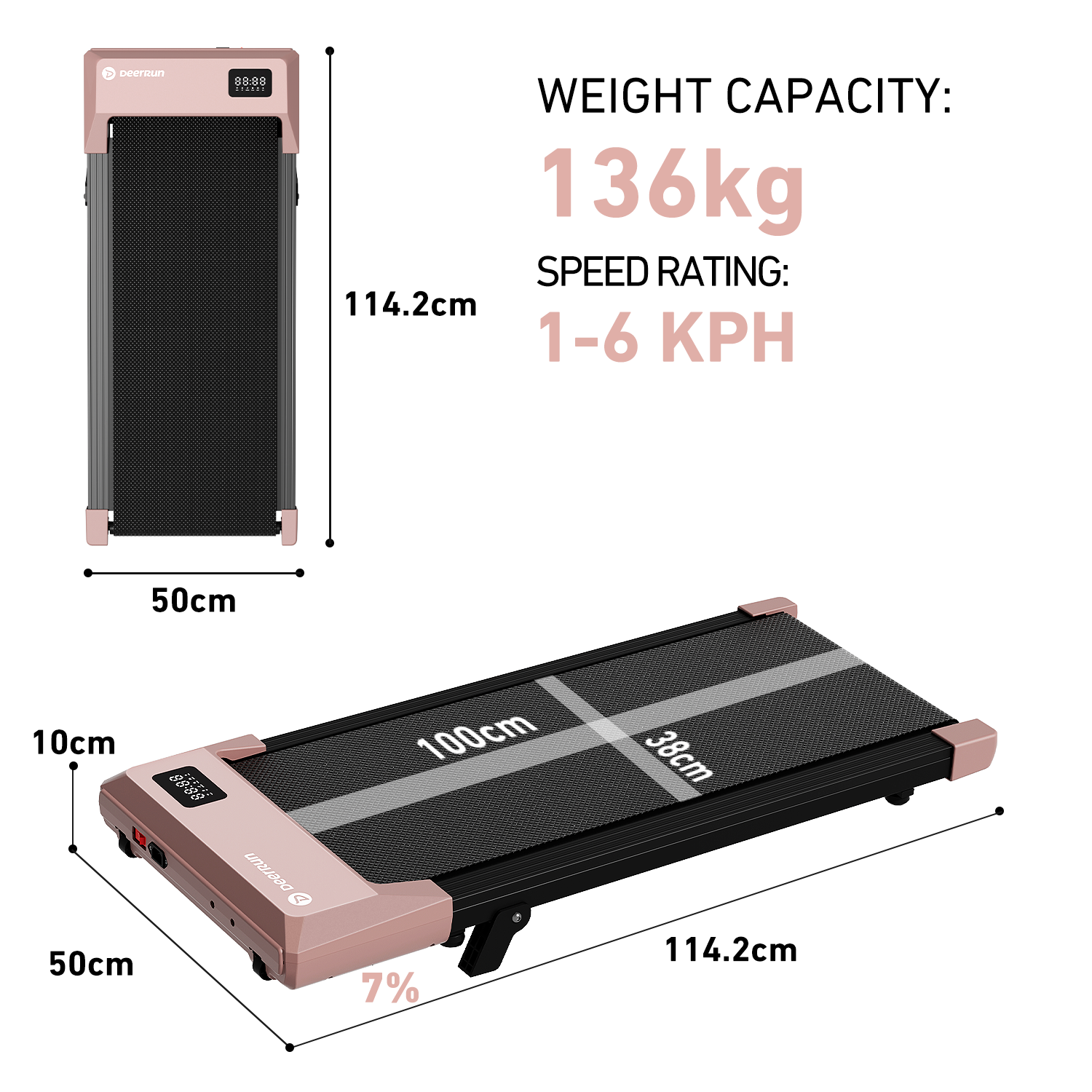 DeerRun Q2 Urban Plus Smart Walking Pad with 7% Incline for Space-Saving Active Walking