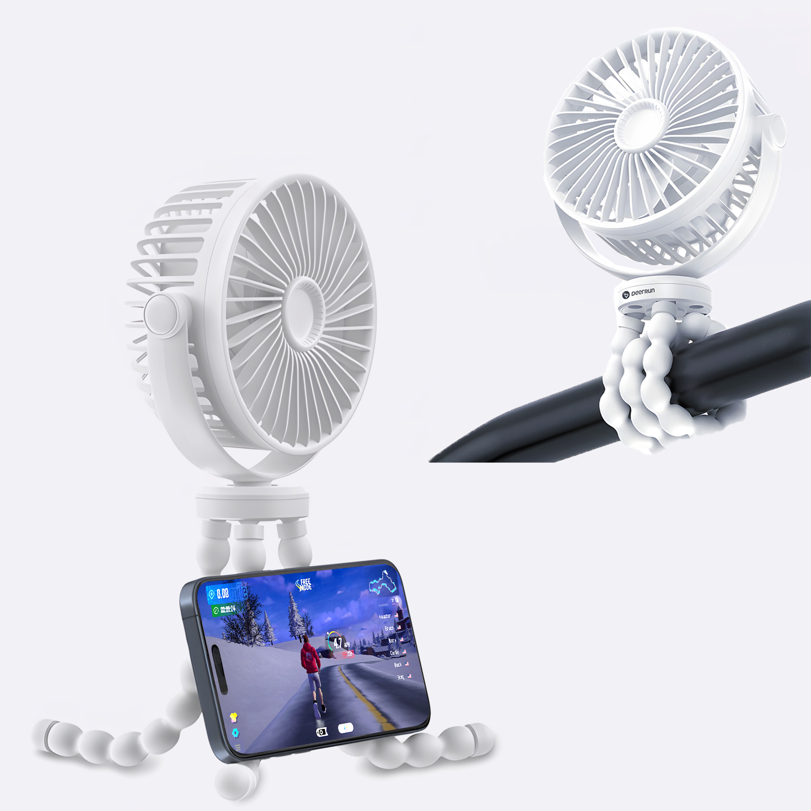 DeerRun  Battery Powered Treadmill Fan, Flexible Tripod Clip-on Fan