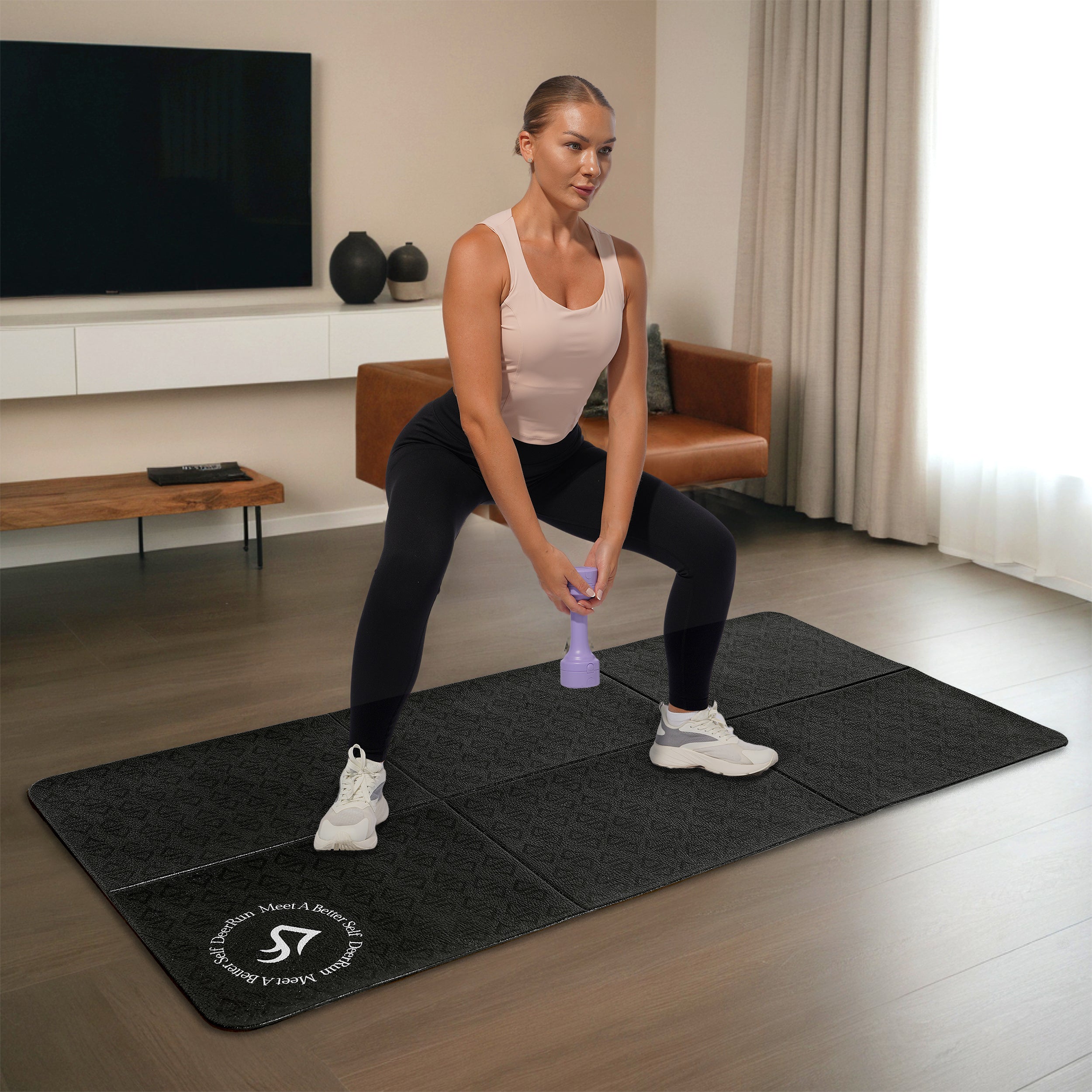 DeerRun Glory Mat in 6mm Signature PVC, Higher Density Foldable Treadmill Mat