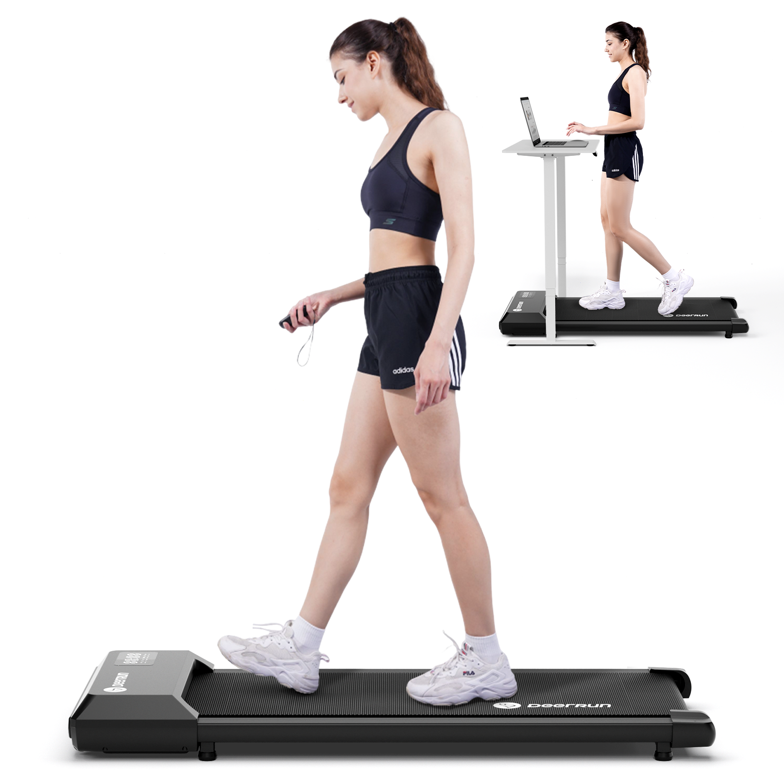 DeerRun® Q1 Mini Smart Under-Desk Treadmill with Training Courses, Ideal for Home Office Walking