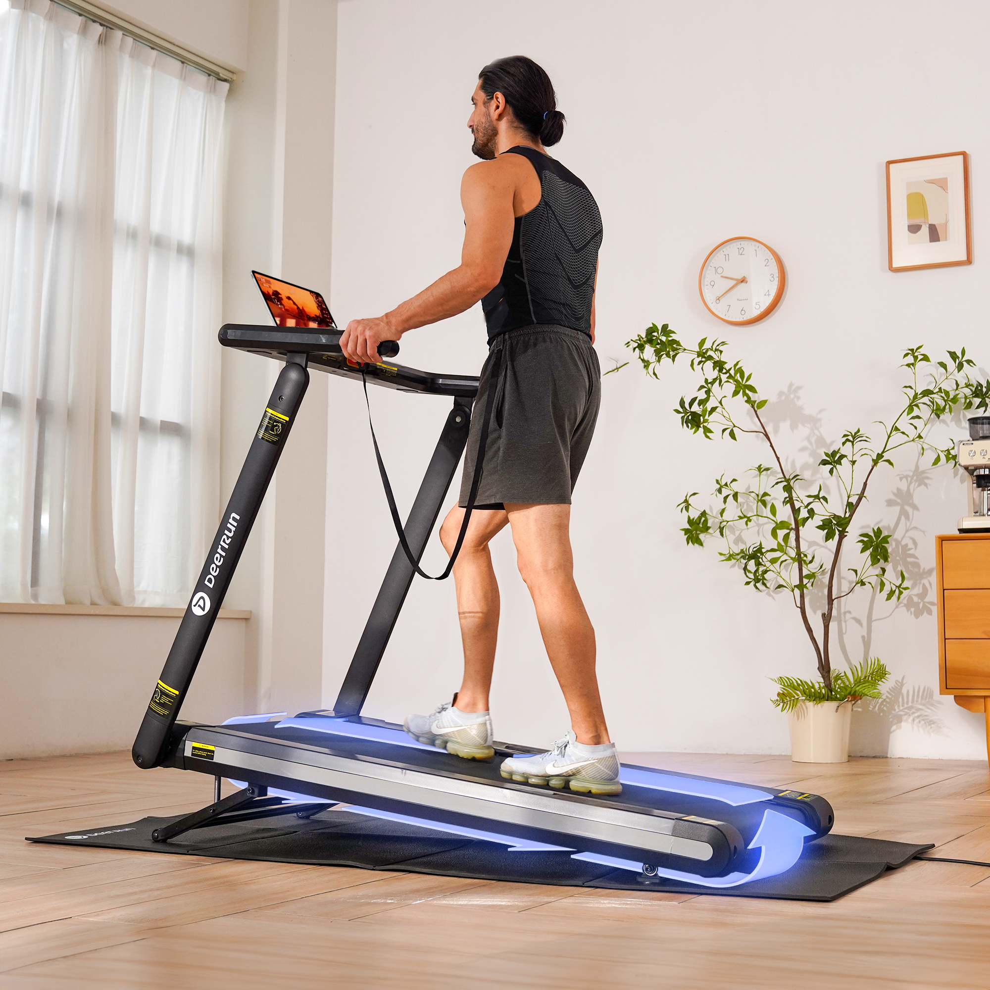 DeerRun X20 Foldable Treadmill with 15% Auto Incline Full Running Deck Treadmill | 181kg, 1 - 18 kph