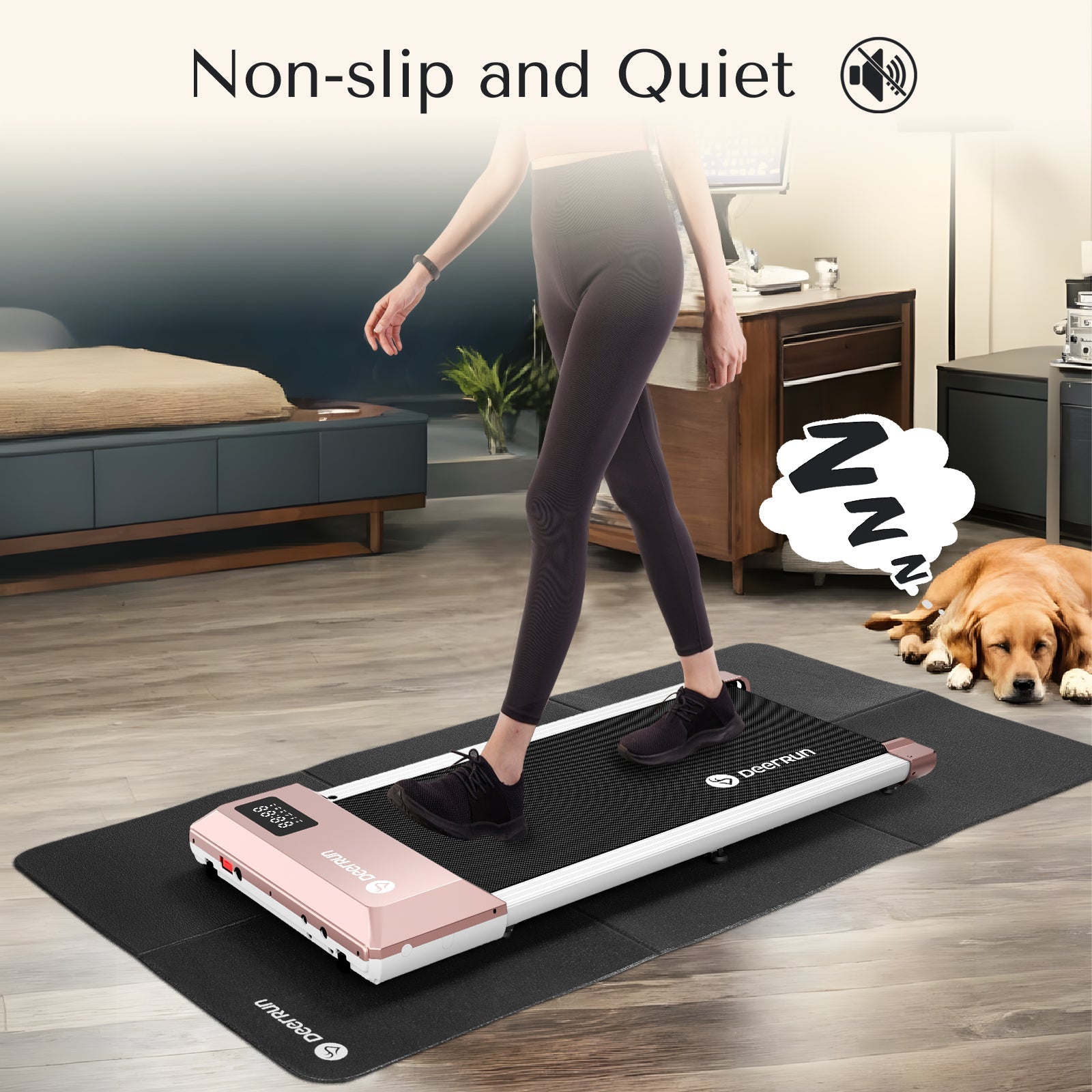 DeerRun Q1 Mini Smart Under Desk Treadmill 136 Kg Capacity with Remote Control & Treadmill Mat