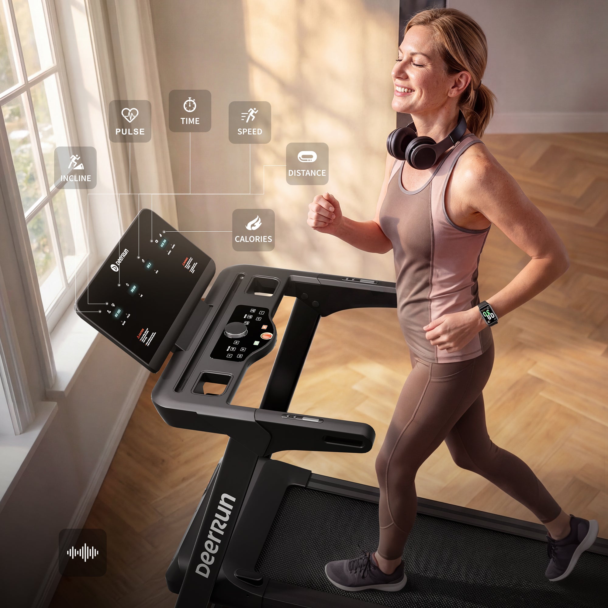 DeerRun Apex Pace 1 (X50) 18% Auto Incline High-Performance Treadmill for Serious Home Training