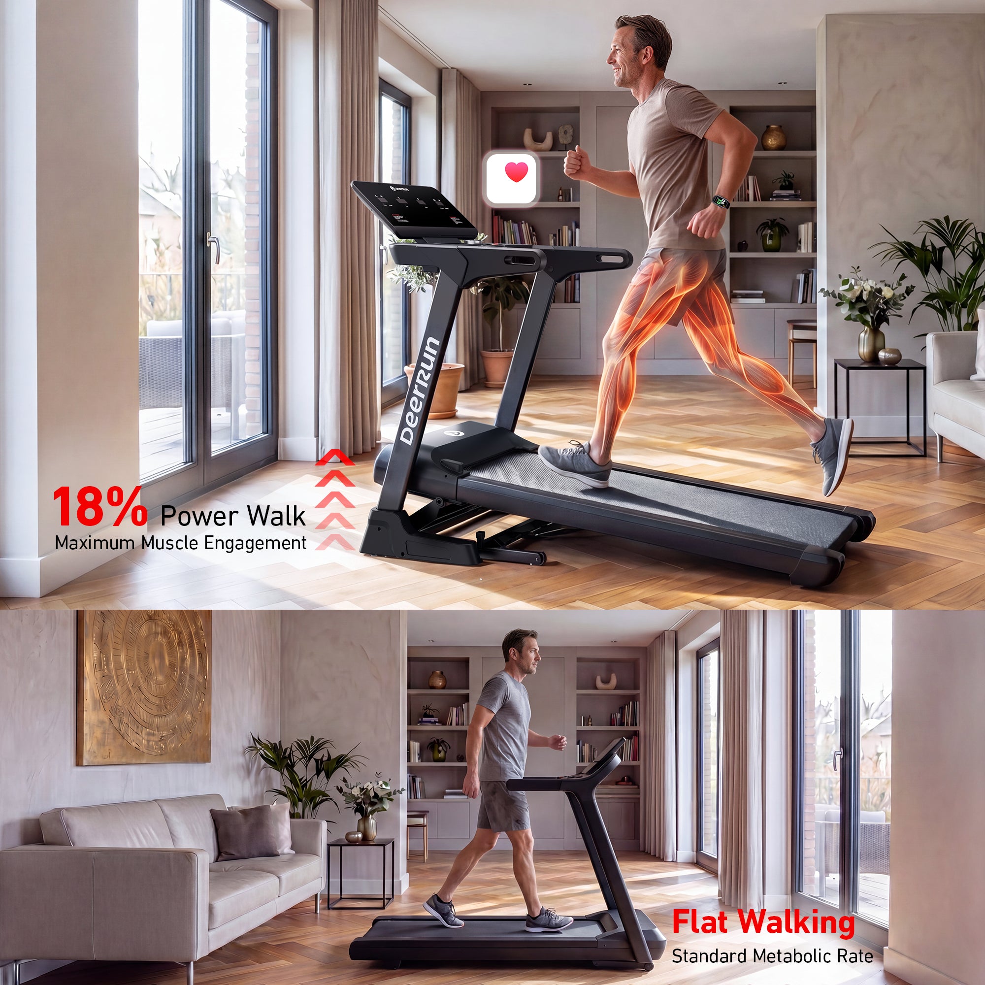 DeerRun Apex Pace 1 (X50) 18% Auto Incline High-Performance Treadmill for Serious Home Training