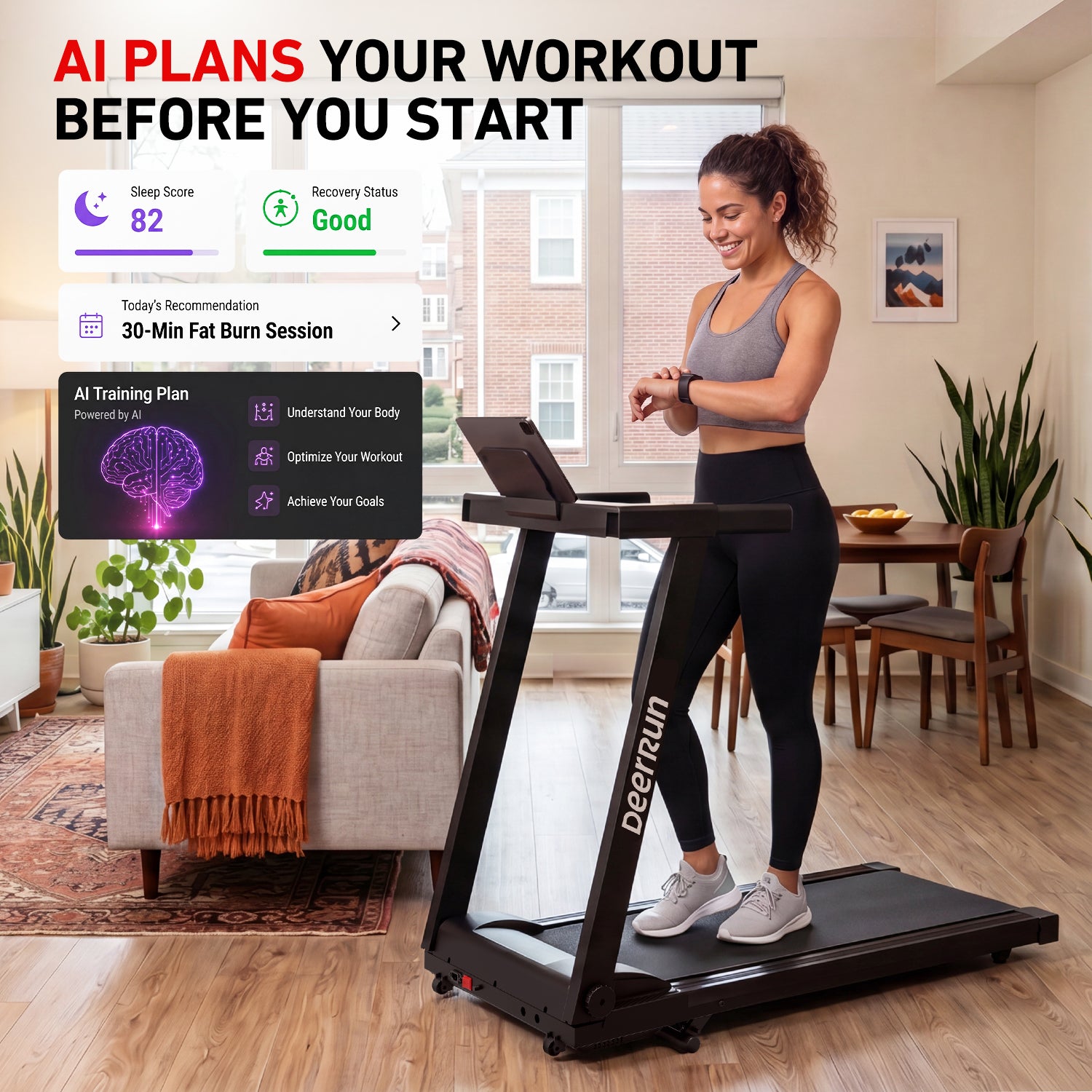 DeerRun A1 Pro Move+ Treadmill — Your AI Finish Partner