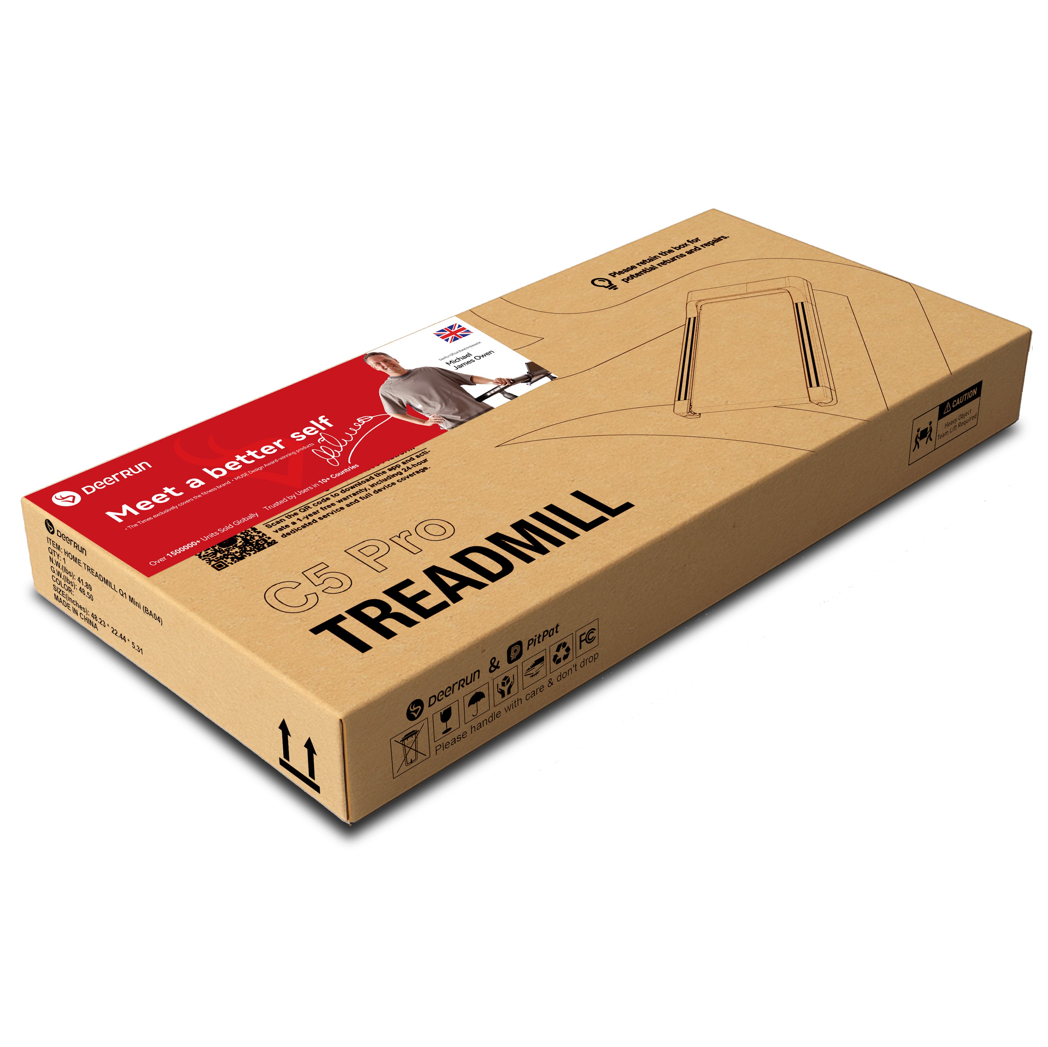 DeerRun Q1 Classic Pro Smart Walking Pad 159 Kg Capacity & Longer Size with Remote Control