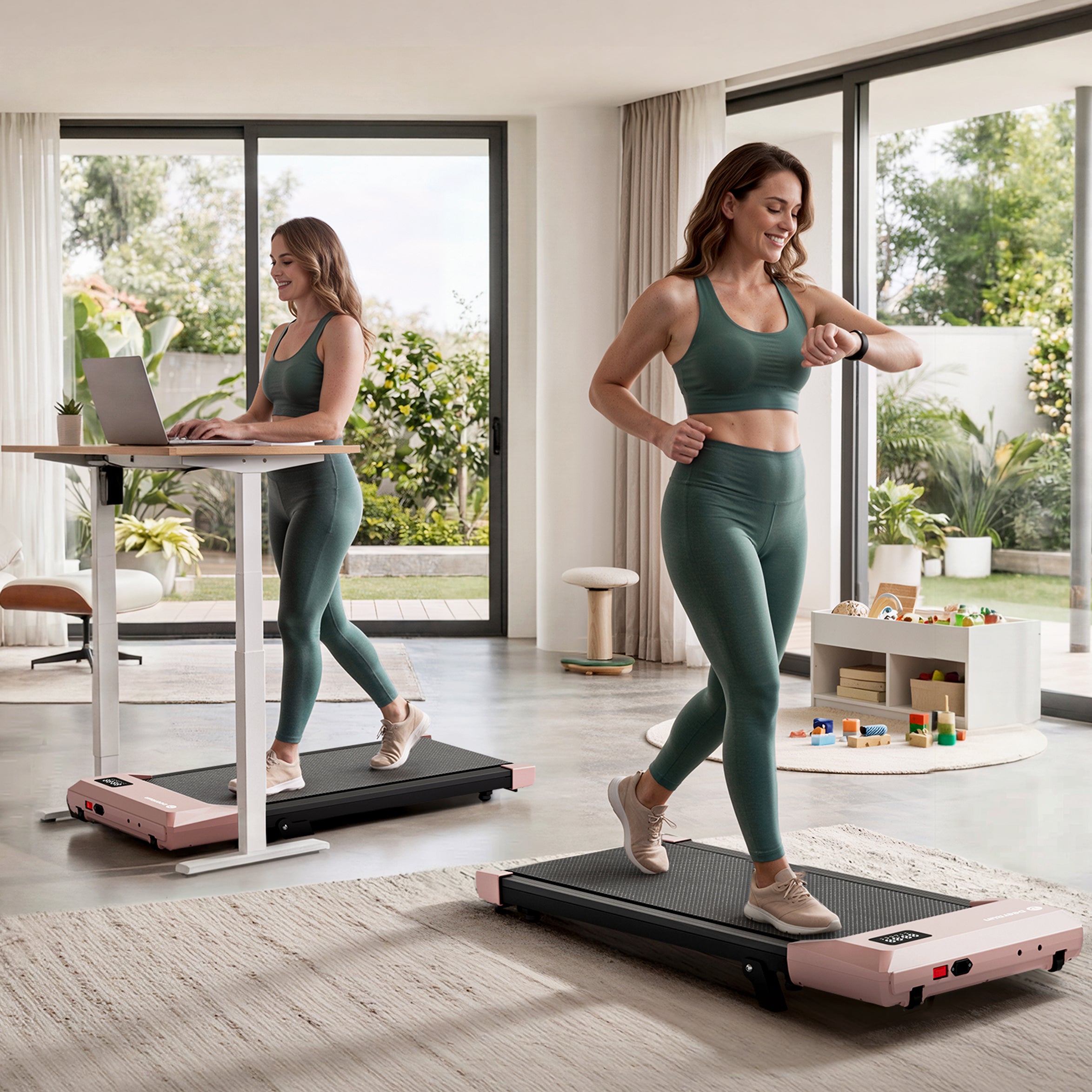 DeerRun Q2 Urban Under Desk Walking Pad with 7% Incline & Remote Control