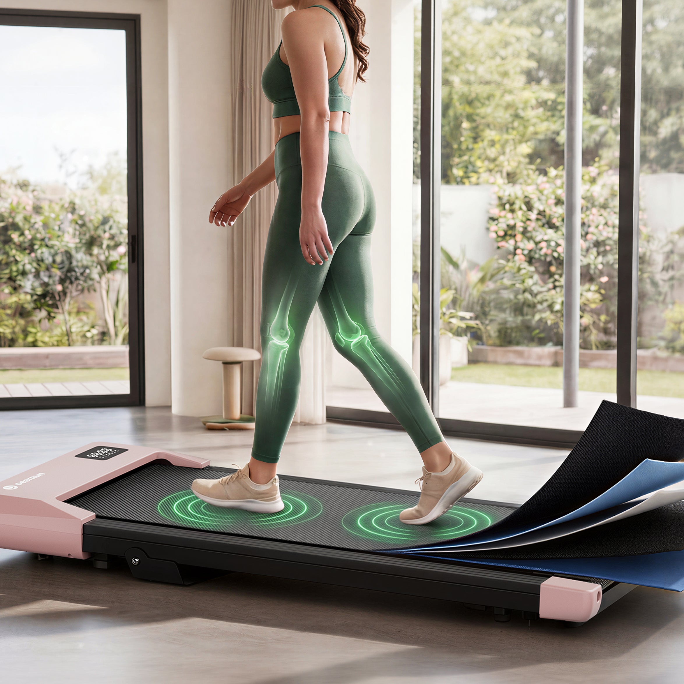 DeerRun Q2 Urban Under Desk Walking Pad with 7% Incline & Remote Control