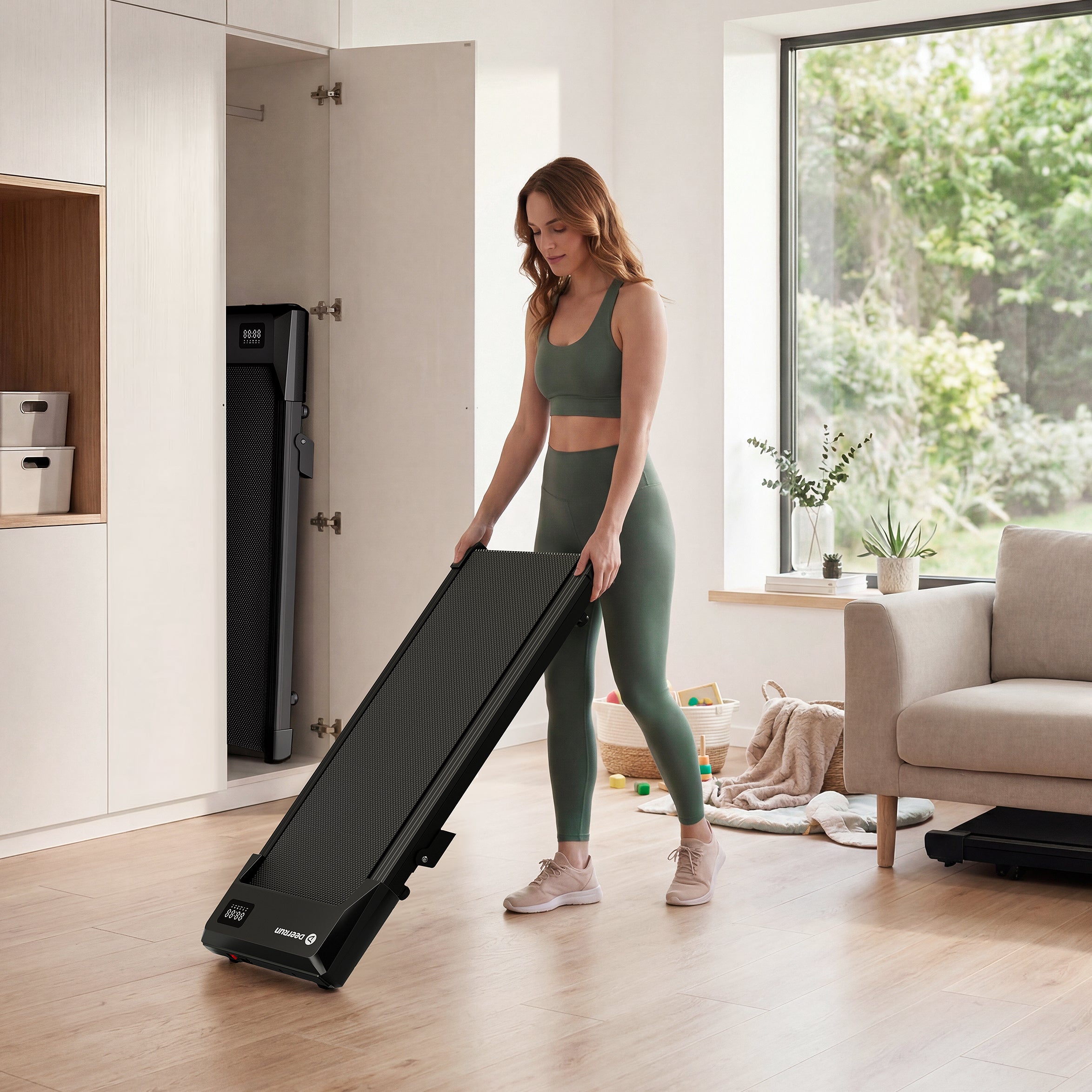 DeerRun Q2 Urban Under Desk Walking Pad with 7% Incline & Remote Control