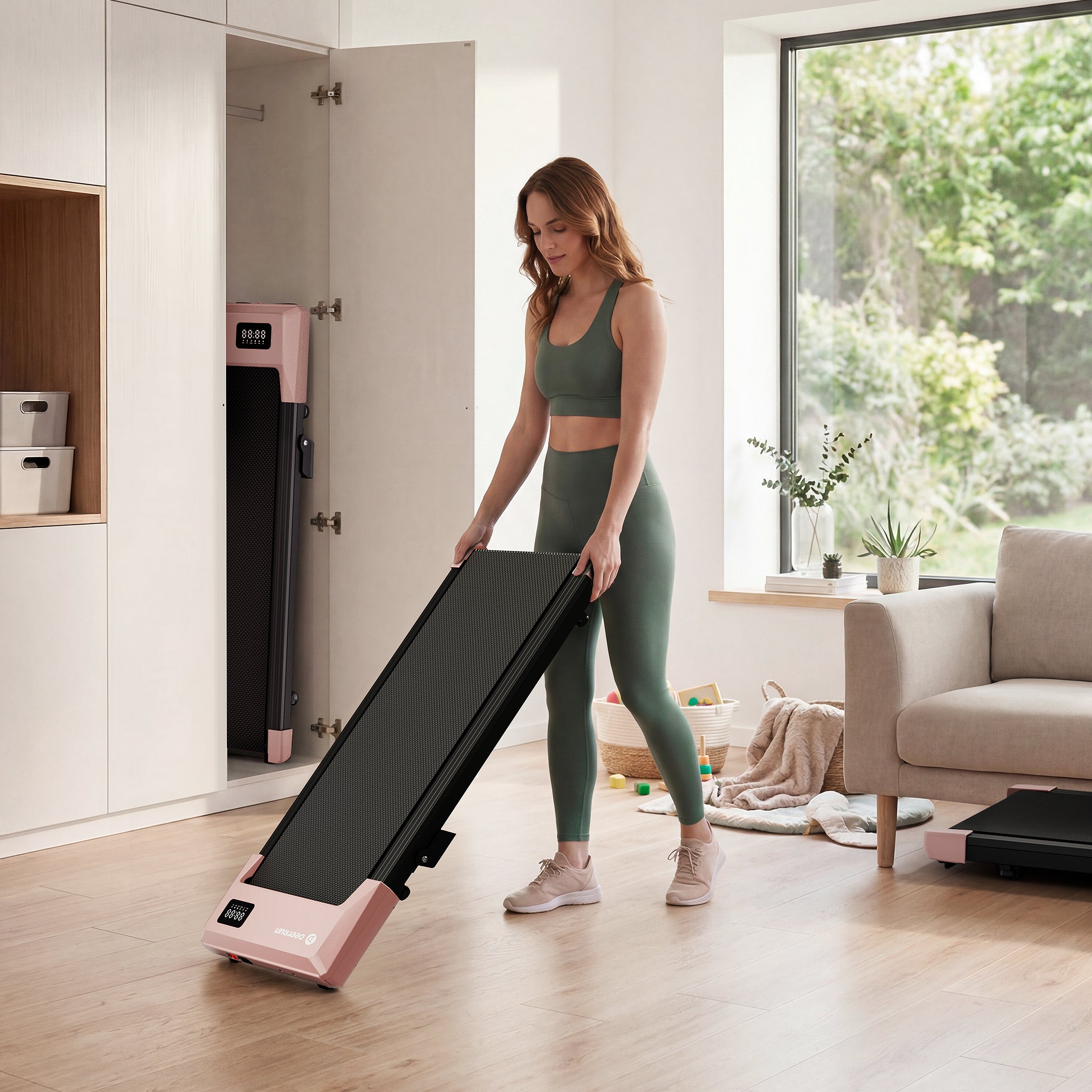 DeerRun Q2 Urban Under Desk Walking Pad with 7% Incline & Remote Control