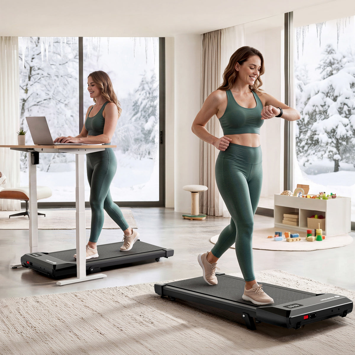 DeerRun Q2 Urban Under Desk Walking Pad with 7% Incline & Remote Control