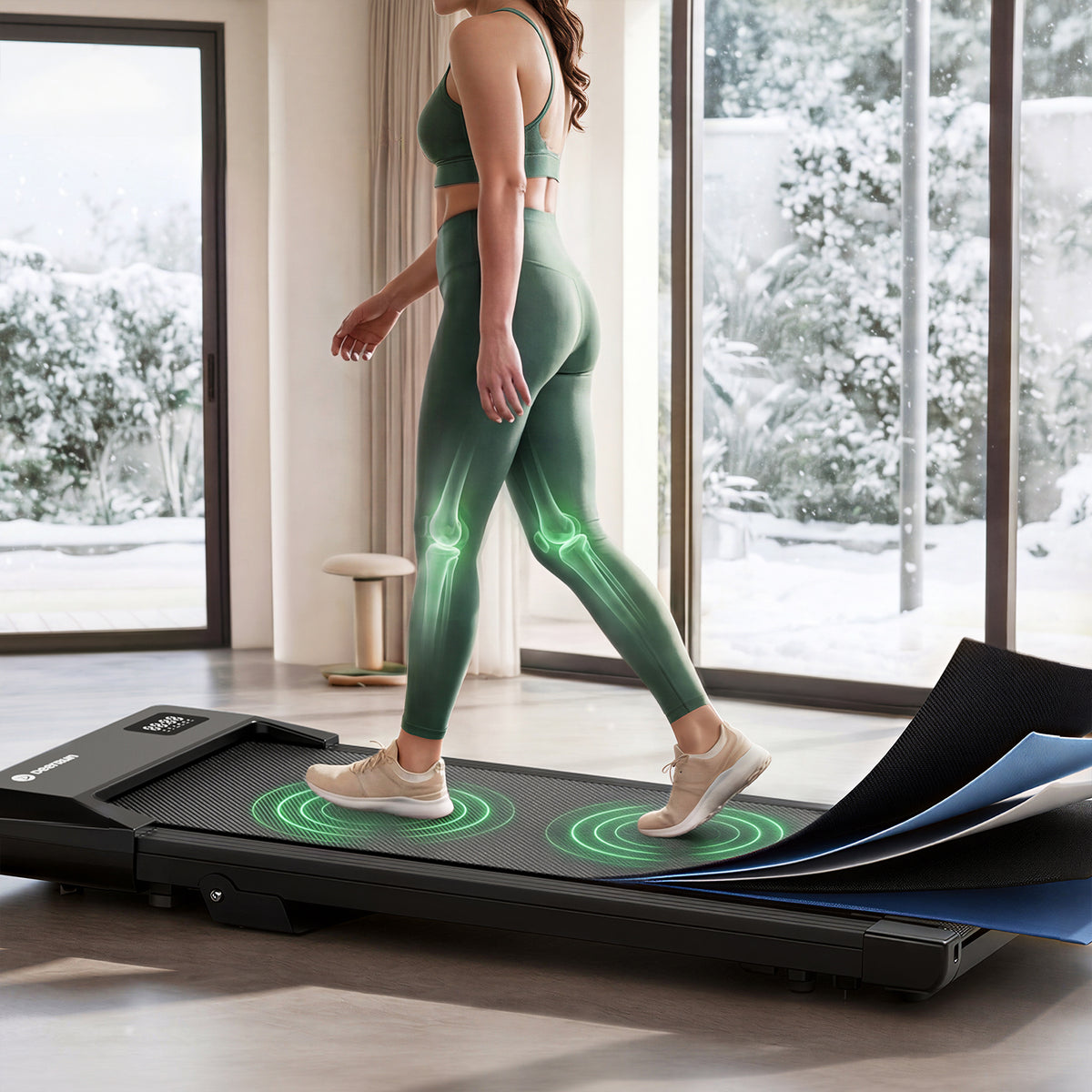 DeerRun Q2 Urban Under Desk Walking Pad with 7% Incline & Remote Control