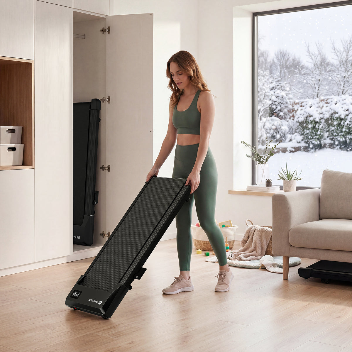 DeerRun Q2 Urban Under Desk Walking Pad with 7% Incline & Remote Control