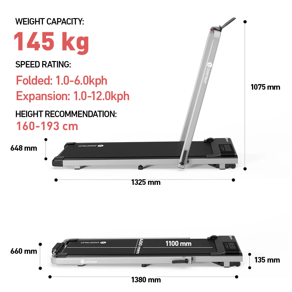 DeerRun A5 PRO Vitality – 2025 Smart 2-in-1 Foldable Treadmill, Upgraded Chip & NFC Support | 12kph, 145kg