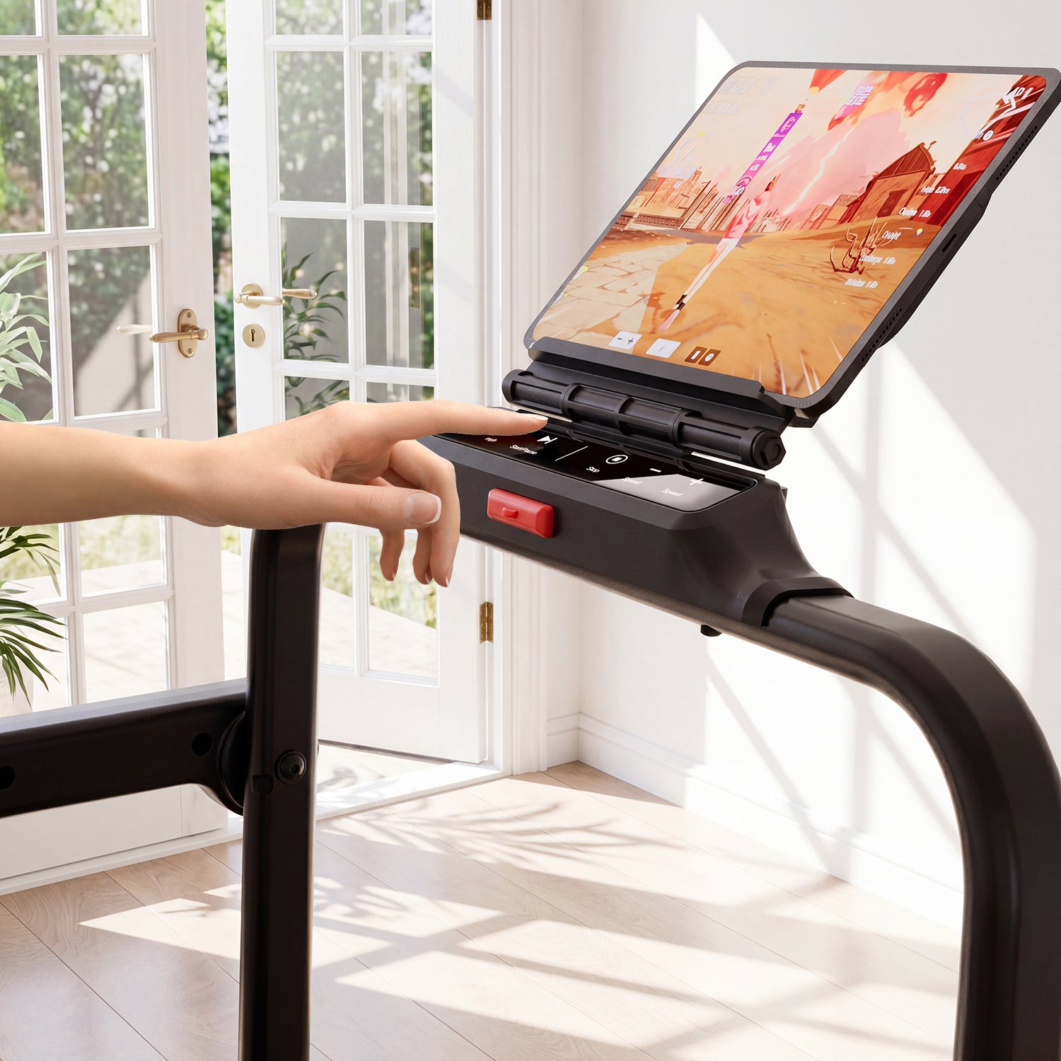 DeerRun A6 Plus 2-in-1 Folding Treadmill with Handlebar, 5% Incline for Home Office (1–12 kph, 136 kg Capacity)