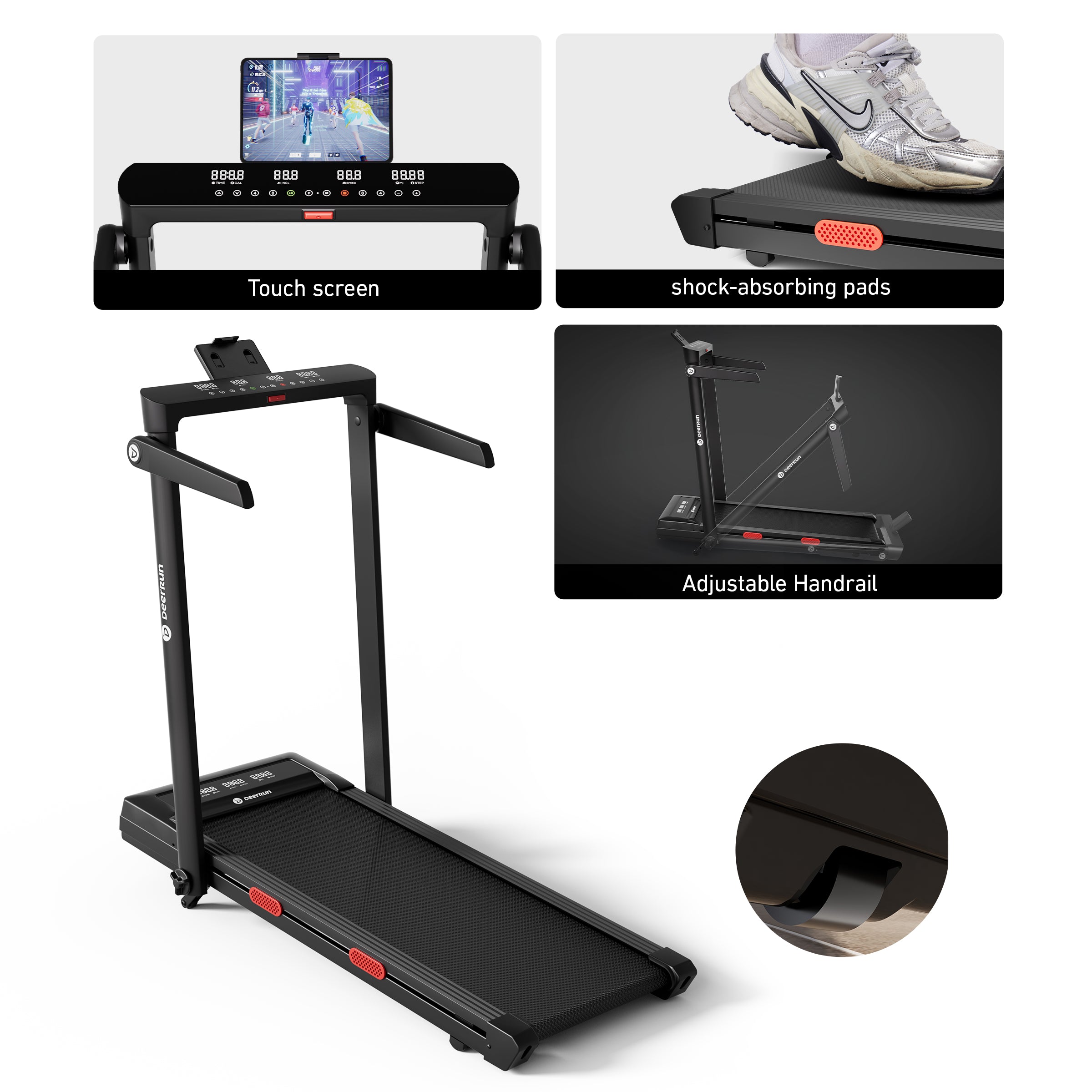 DeerRun Z10 Pro 12% Auto Incline Treadmill for Small-Space Hill Training at Home