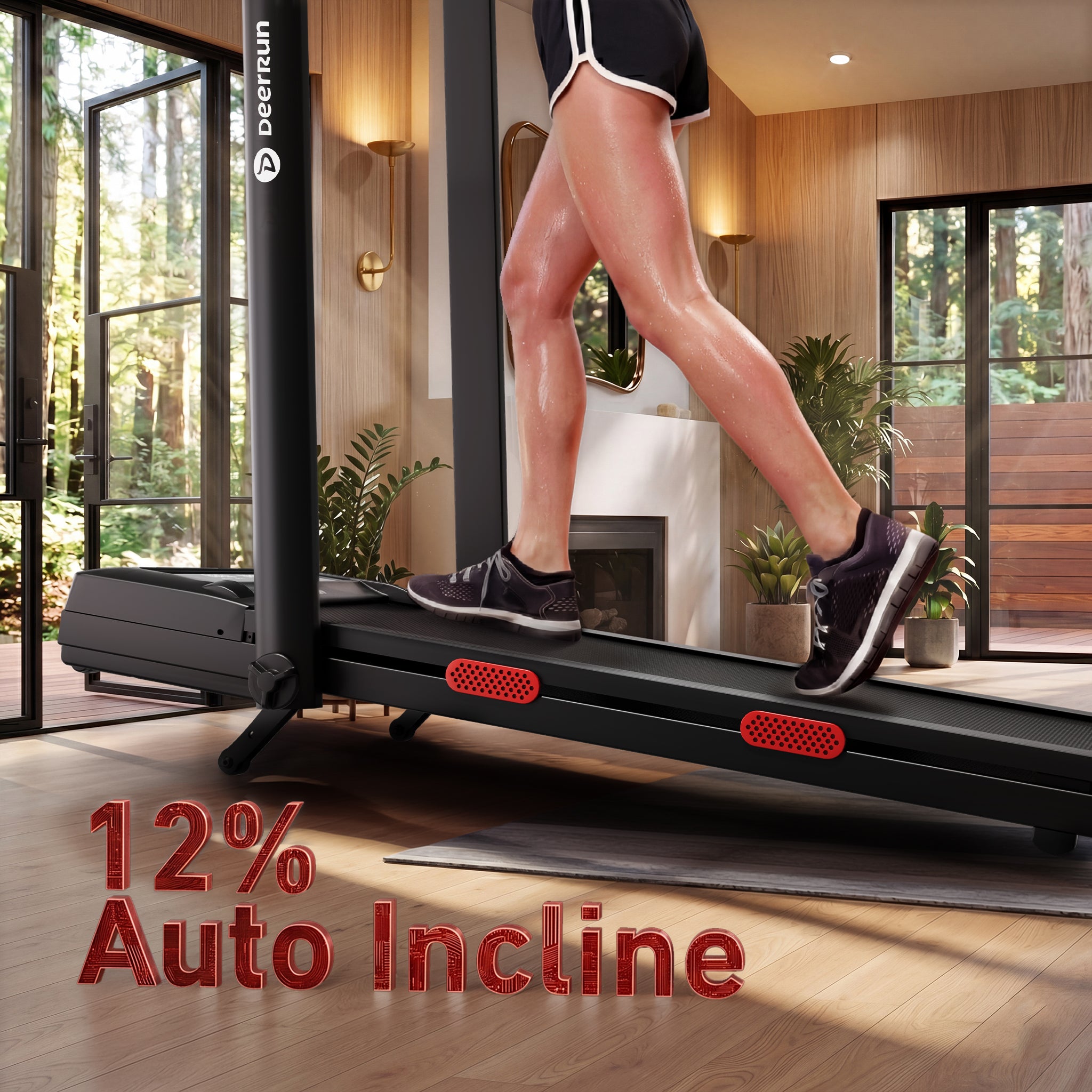DeerRun Z10 Pro 12% Auto Incline Treadmill for Small-Space Hill Training at Home