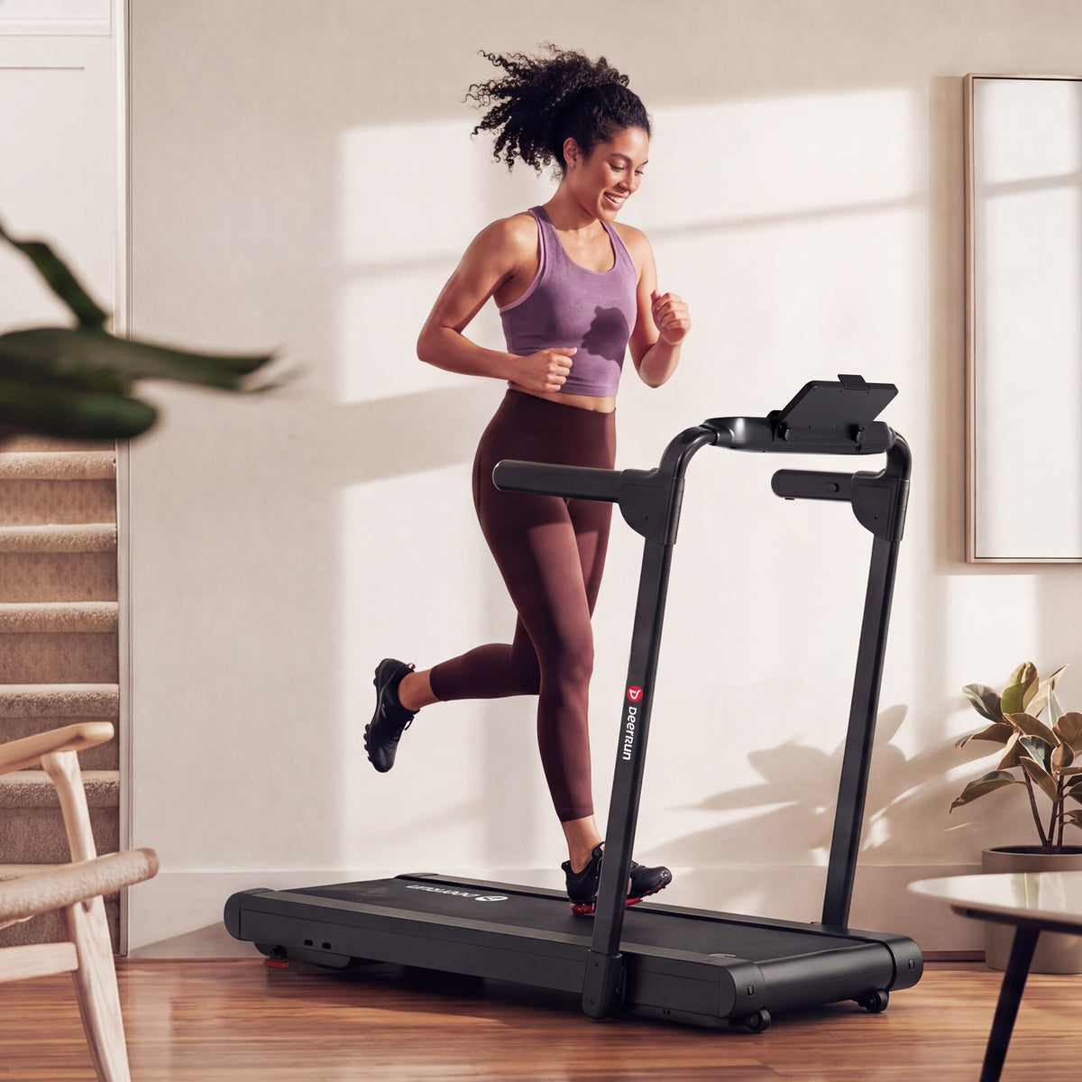 DeerRun Flex Rise 1 Walk-to-Run Treadmill with 15% Auto Incline & Full Running Deck