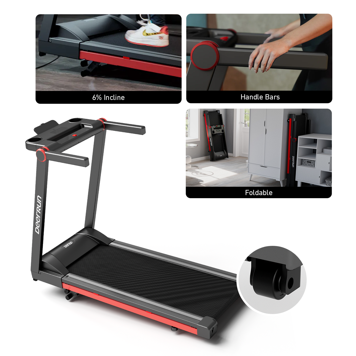 DeerRun® A1 Pro Folding smart treadmill with 6% incline - 16 kph