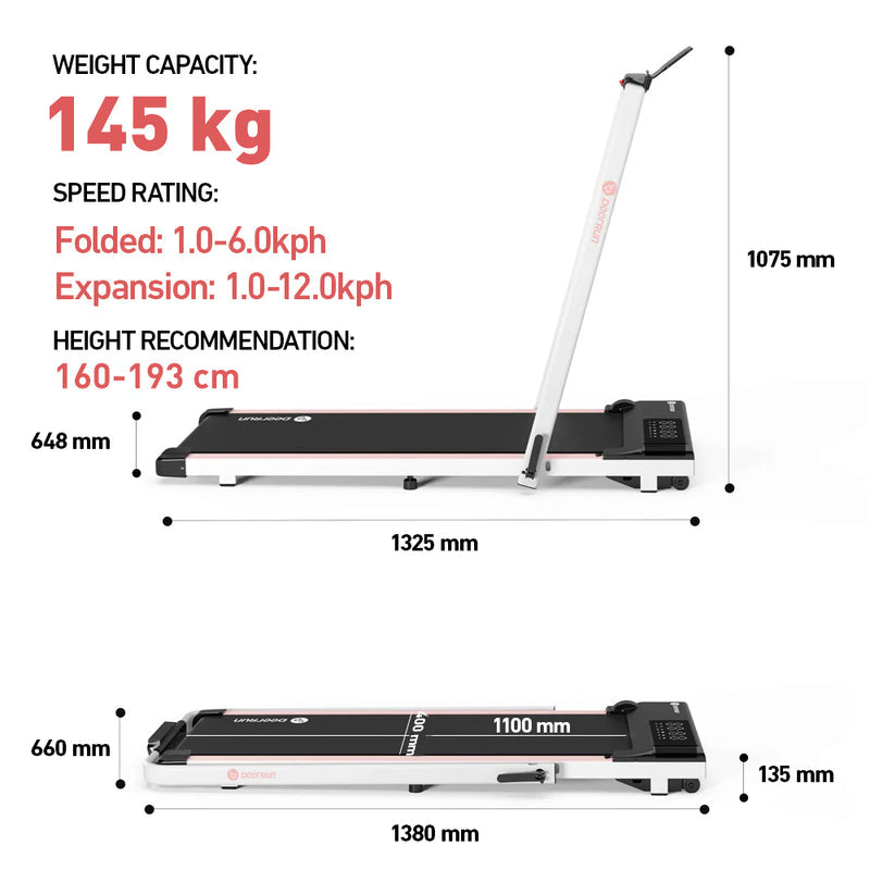 DeerRun A5 PRO Vitality – 2025 Smart 2-in-1 Foldable Treadmill, Upgraded Chip & NFC Support | 12kph, 145kg