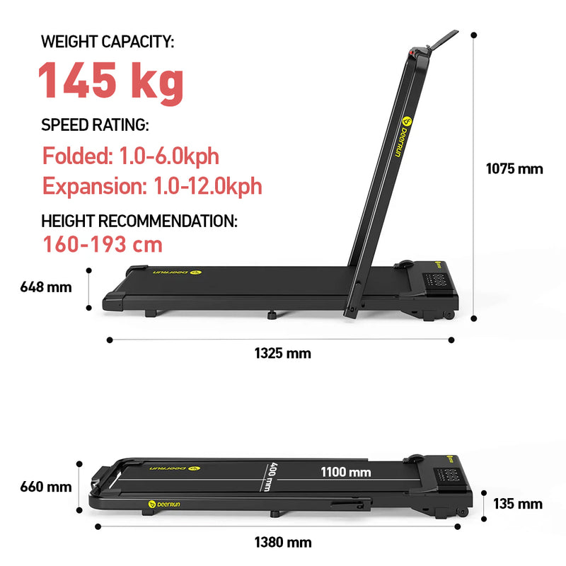 DeerRun A5 PRO Vitality – 2025 Smart 2-in-1 Foldable Treadmill, Upgraded Chip & NFC Support | 12kph, 145kg