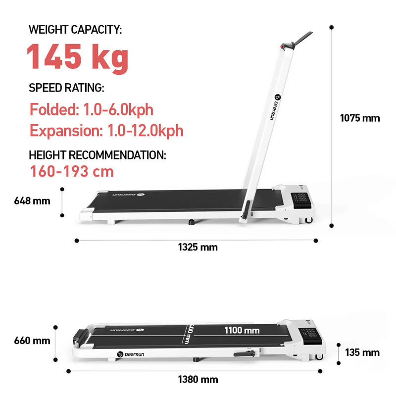 DeerRun A5 PRO Vitality – 2025 Smart 2-in-1 Foldable Treadmill, Upgraded Chip & NFC Support | 12kph, 145kg