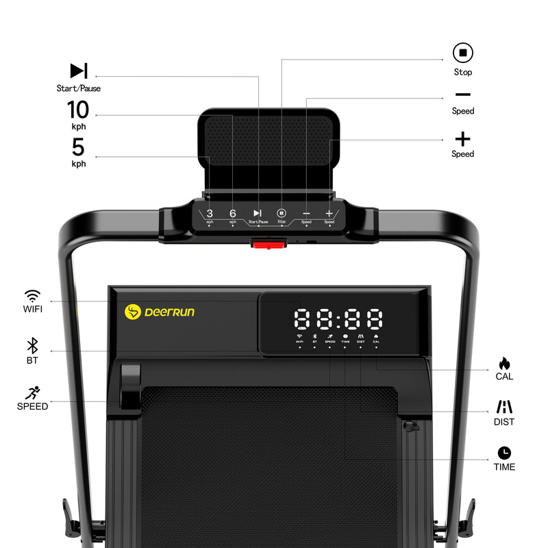 DeerRun A5 PRO Vitality – 2025 Smart 2-in-1 Foldable Treadmill, Upgraded Chip & NFC Support | 12kph, 145kg