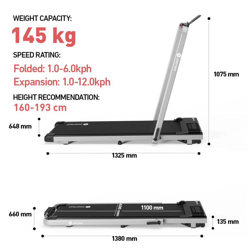DeerRun A5 PRO Vitality – 2025 Smart 2-in-1 Foldable Treadmill, Upgraded Chip & NFC Support | 12kph, 145kg