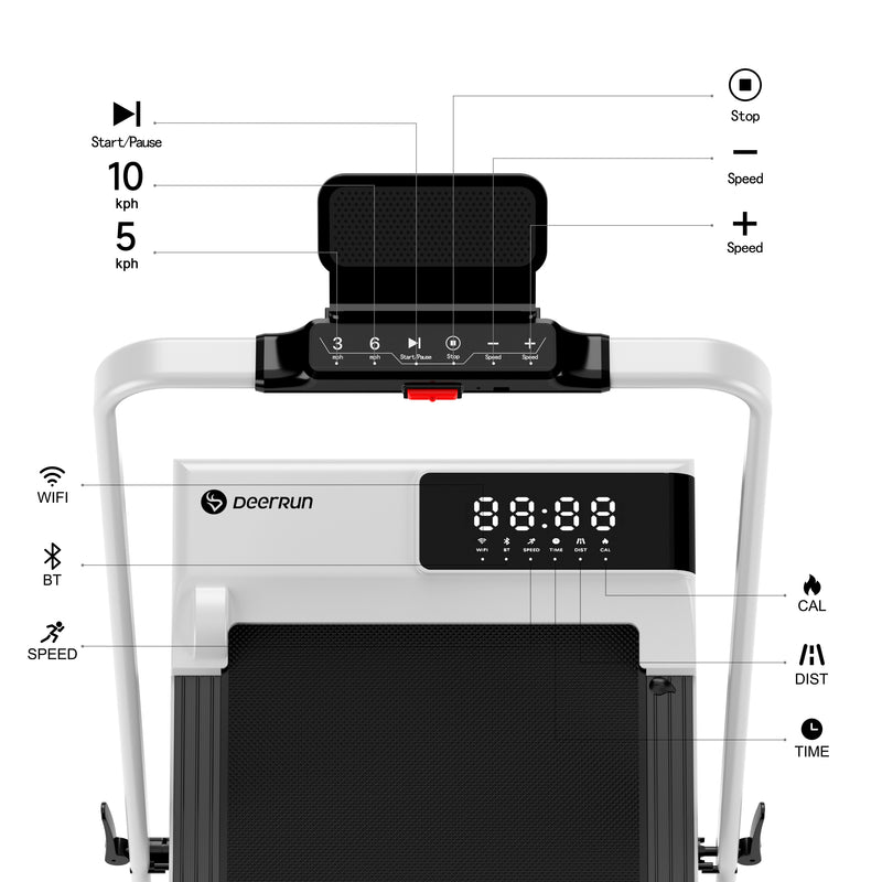 DeerRun A5 PRO Vitality – 2025 Smart 2-in-1 Foldable Treadmill, Upgraded Chip & NFC Support | 12kph, 145kg