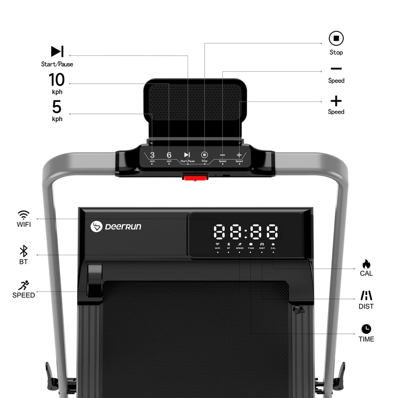 DeerRun A5 PRO Vitality – 2025 Smart 2-in-1 Foldable Treadmill, Upgraded Chip & NFC Support | 12kph, 145kg