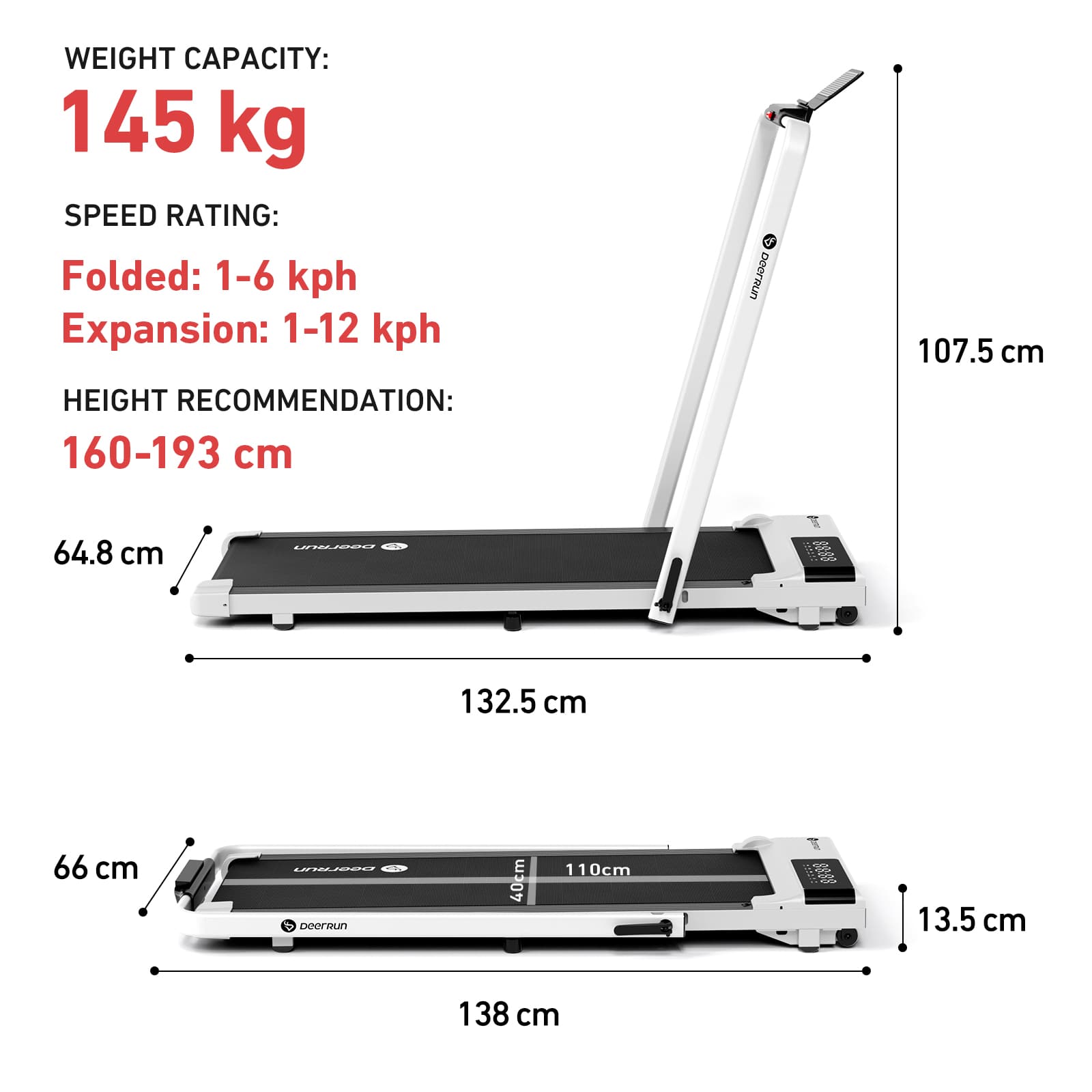 DeerRun A5 PRO Vitality – 2025 Smart 2-in-1 Foldable Treadmill, Upgraded Chip & NFC Support | 12kph, 145kg