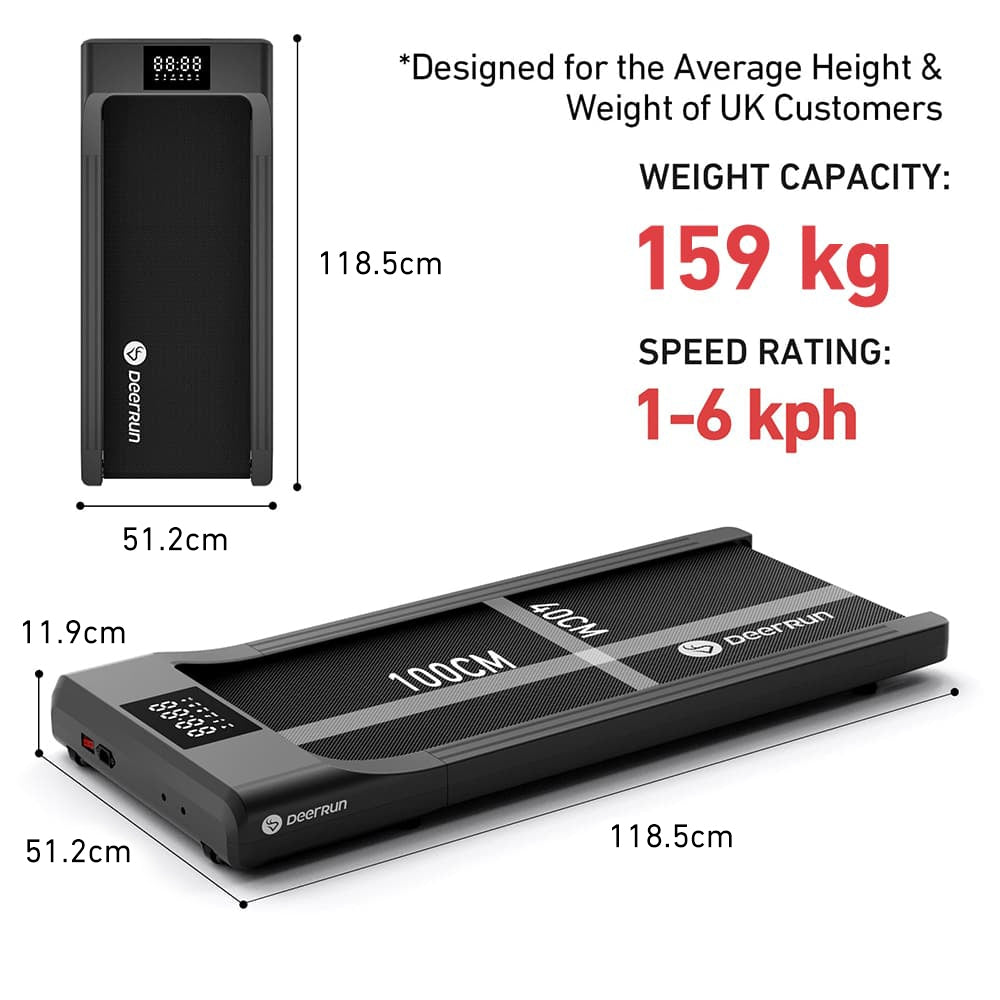 DeerRun Q1 Classic Pro Smart Walking Pad 159 Kg Capacity & Longer Size with Remote Control