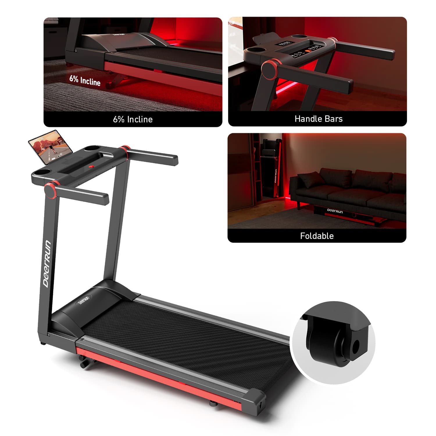 DeerRun A1 Pro Folding Smart Treadmill #Color_Black