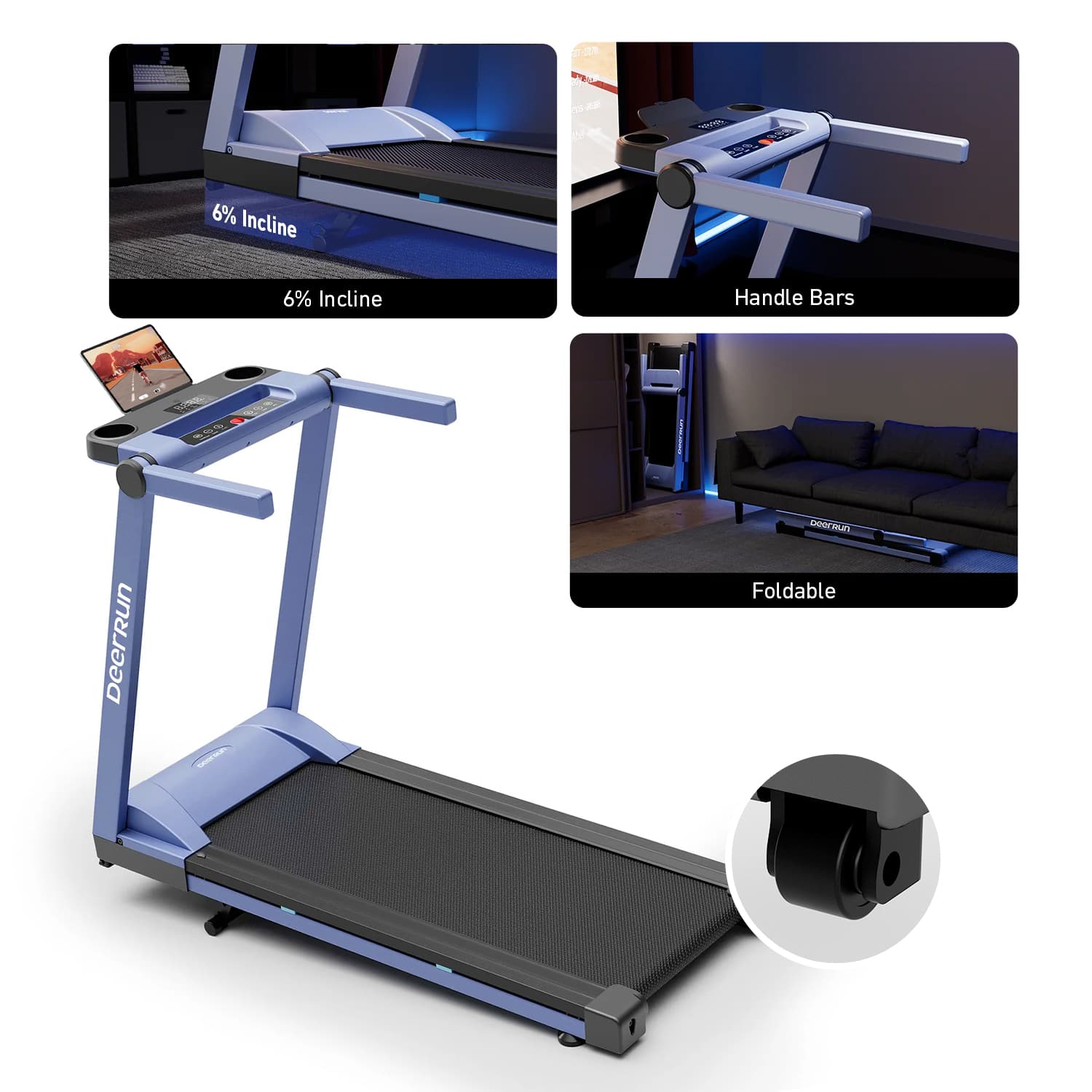 DeerRun A1 Pro Folding Smart Treadmill #Color_Blue